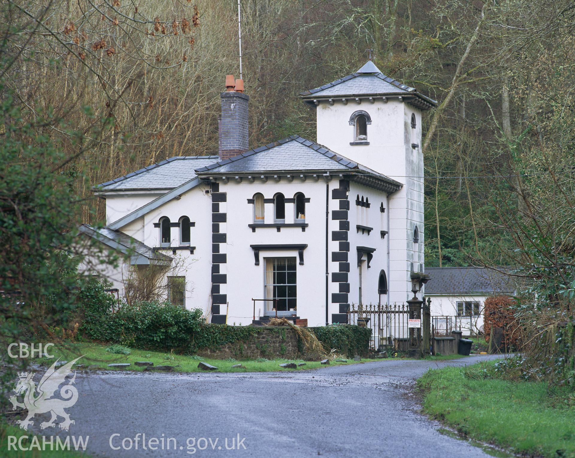 Colour transparency showing exterior view of Nanteos Lodge, Ceredigion, produced by Iain Wright, June 2004.