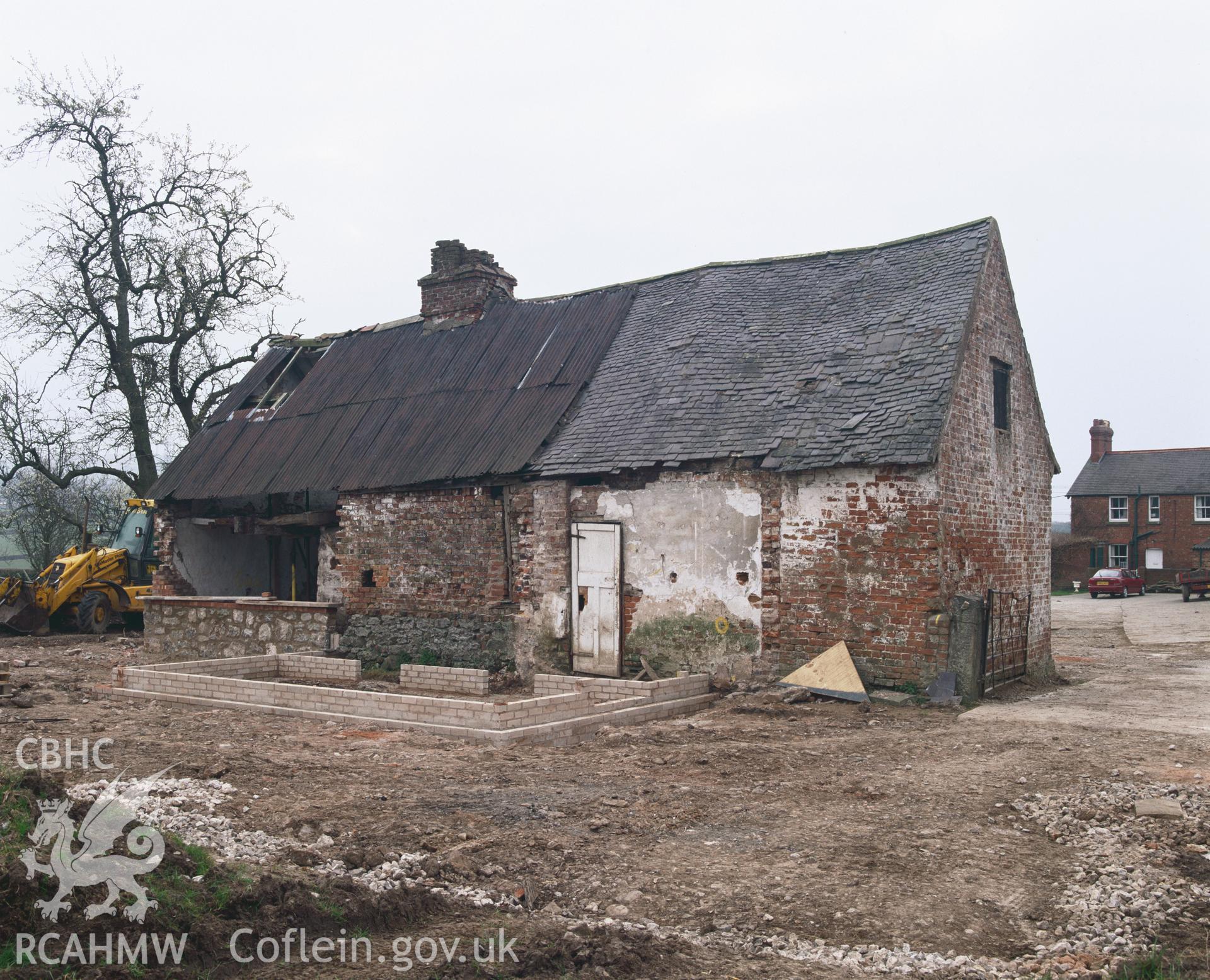 RCAHMW colour transparency showing exterior view of the rear of Waen Farmhouse, St Asaph, taken by Iain Wright, 2003.