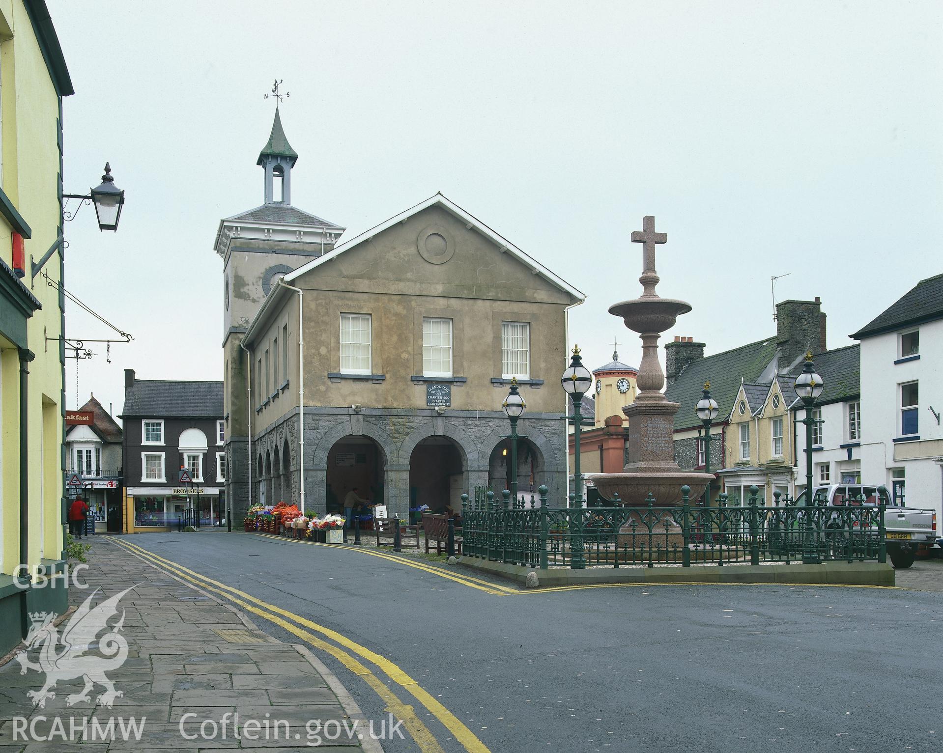 RCAHMW colour transparency showing exterior view of Town Hall, Llandovery