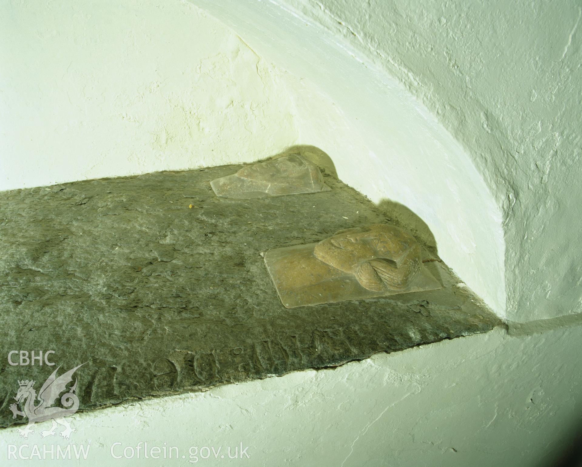 RCAHMW colour transparency showing tomb in Penally Church, taken by I.N. Wright, 2003