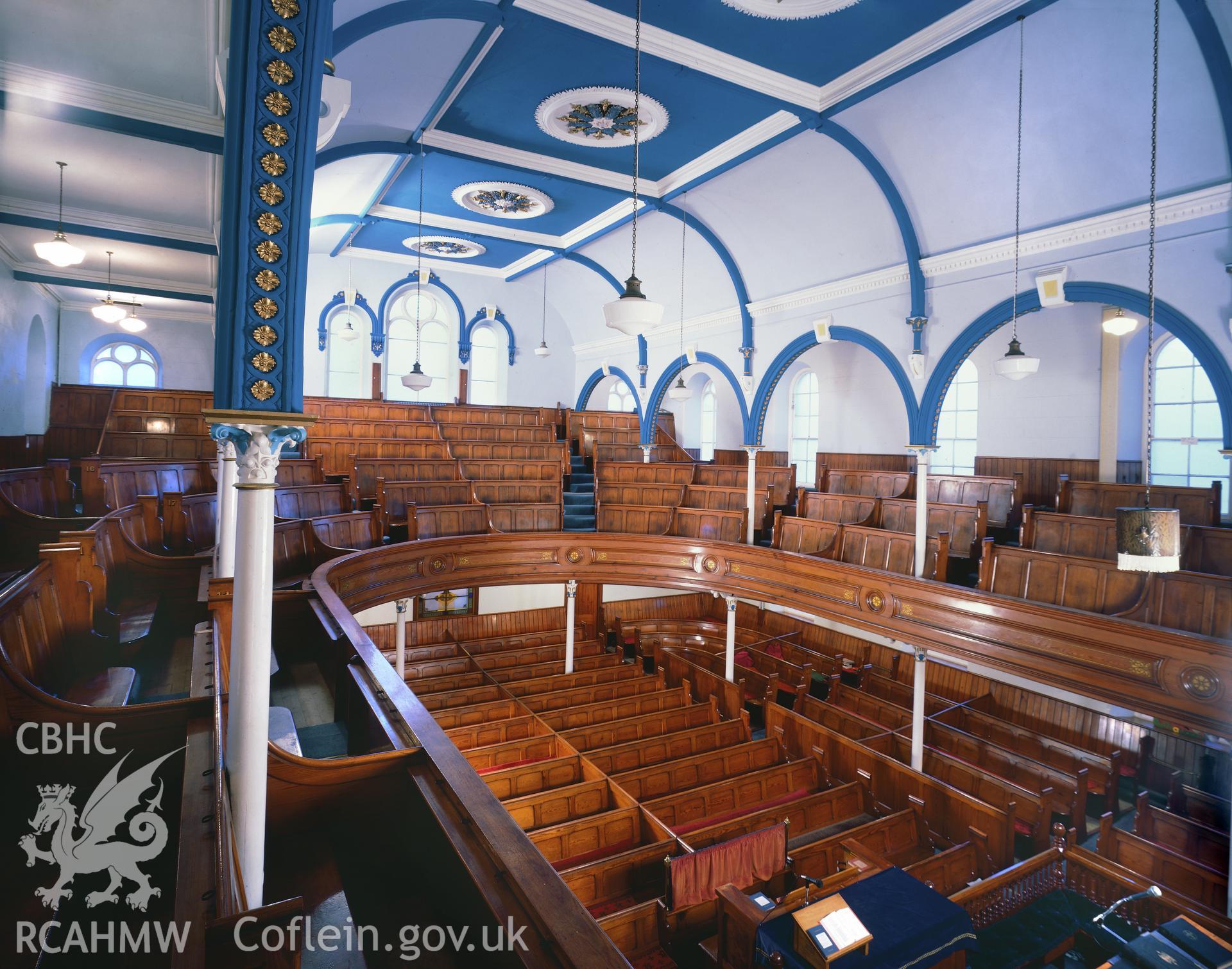 RCAHMW colour transparency of an interior view of Capel Seion, Baker Street, Aberystwyth.