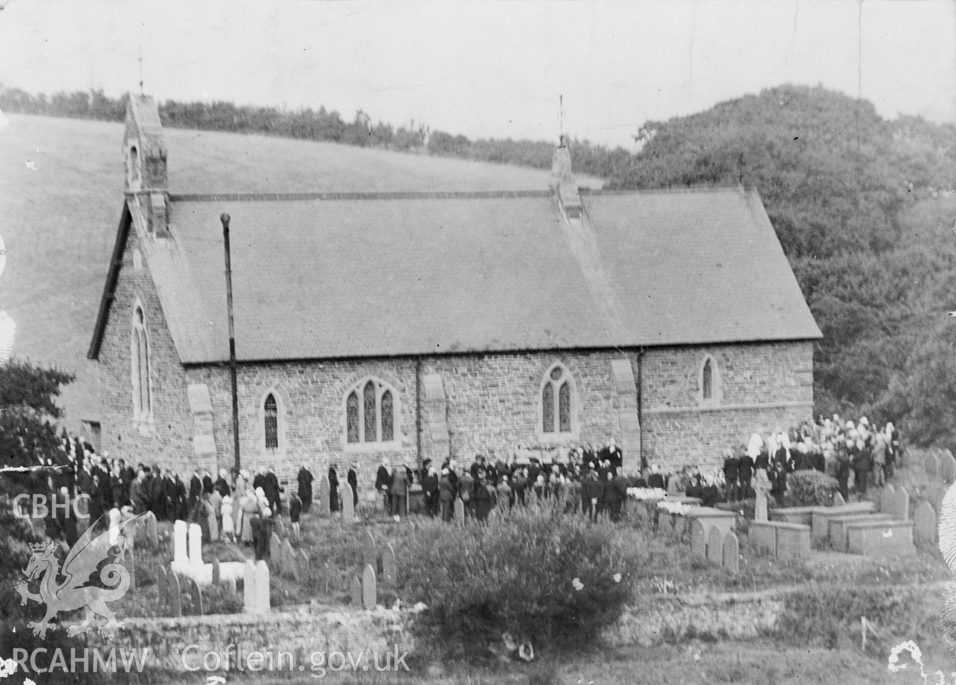 St Hychans Church, Llanychaiarn; B&W photo copied from an early C20th original loaned by Aberystwyth Yesterday. Copy negative held.