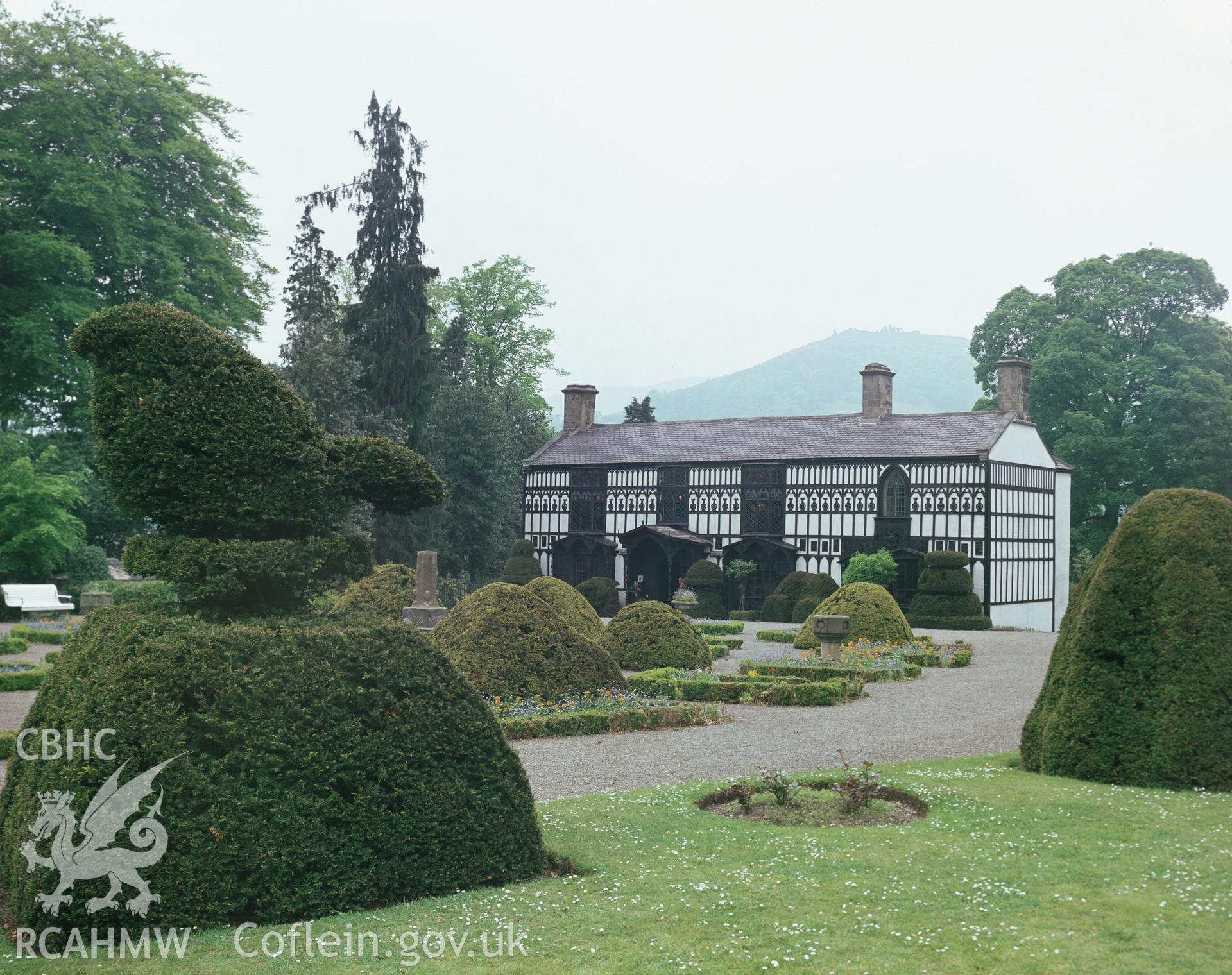 Colour transparency showing exterior view of Plas Newydd, Llangollen, produced by R.G. Nicol, c.1979