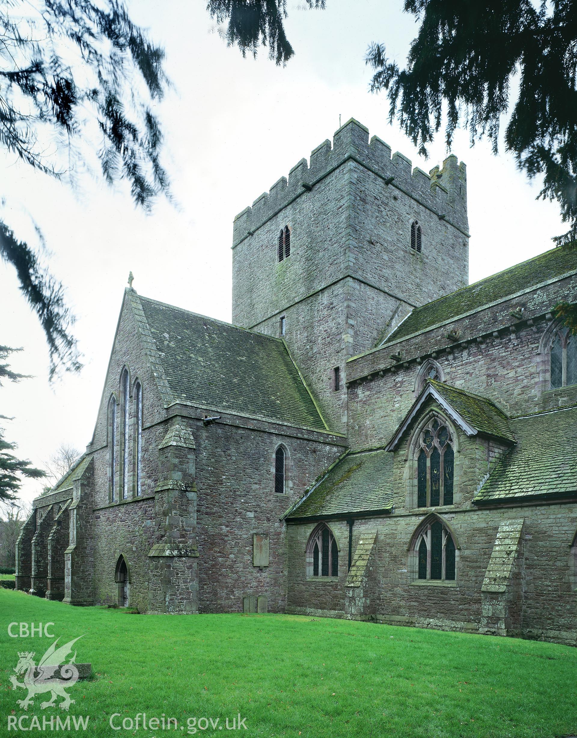 RCAHMW colour transparency of a general exterior view of Brecon Priory Church.