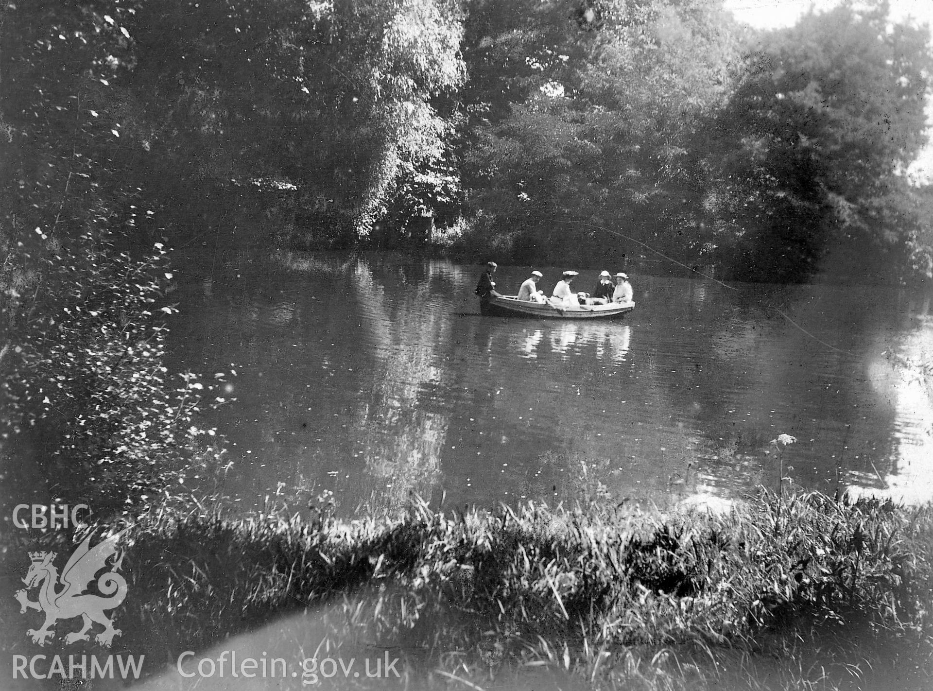 View of Llantilio Court Lake from the gardens, copied from an album of early photographs loaned by Mrs Joanna Graham, via Thomas Lloyd.