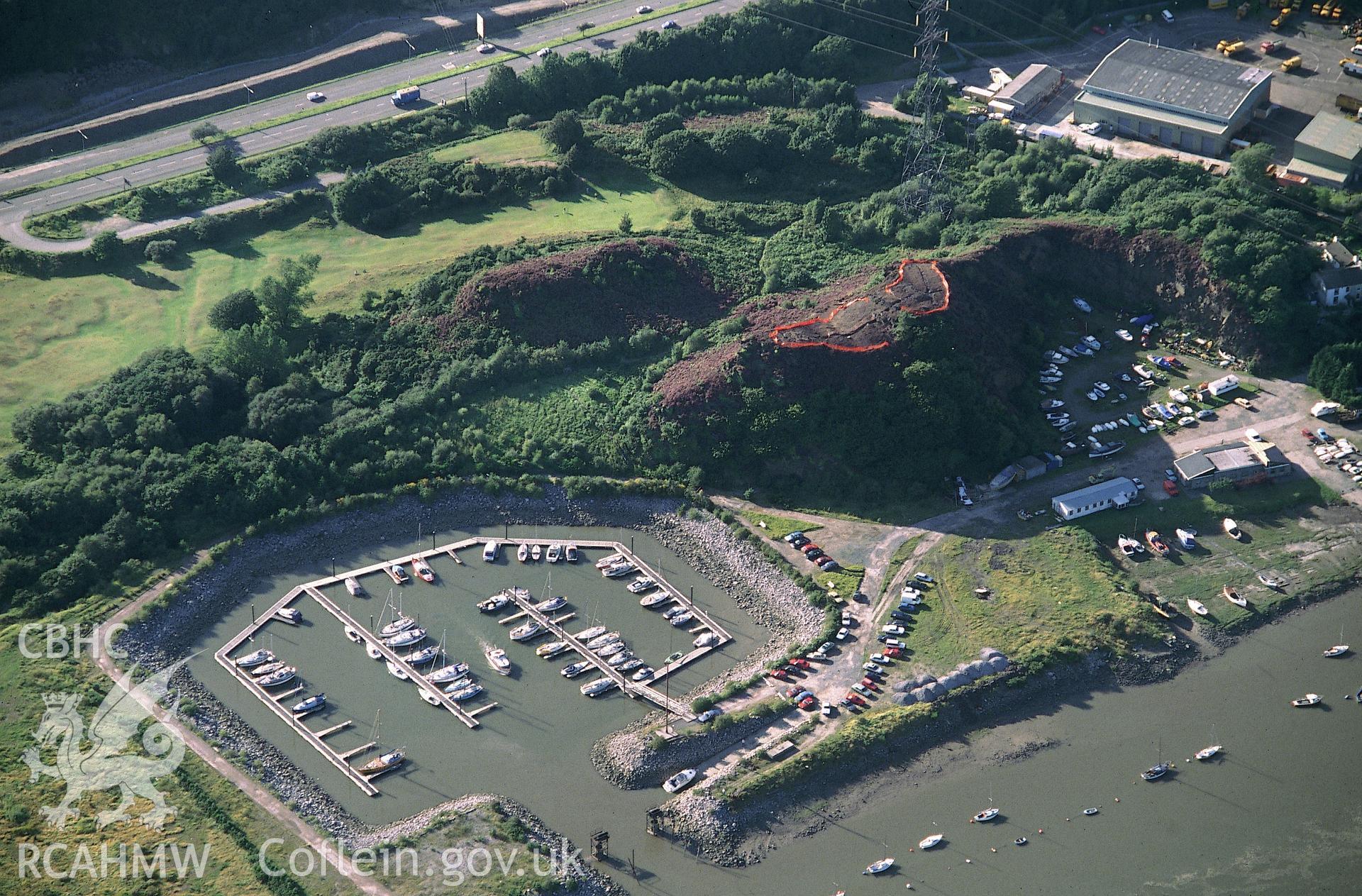 RCAHMW colour slide oblique aerial photograph of Hen Gastell, Coedffranc, taken on 25/08/1991 by CR Musson