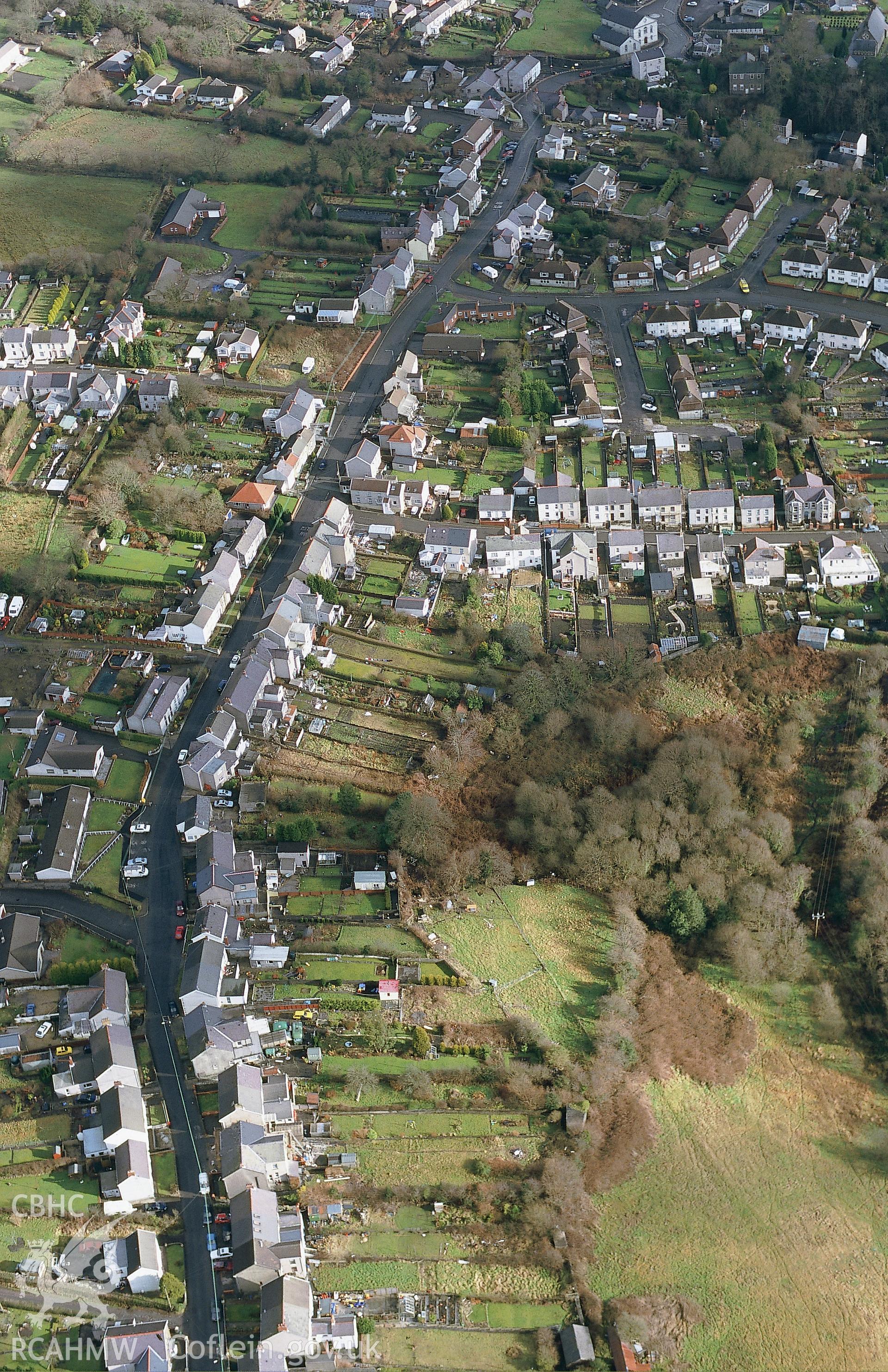 Slide of RCAHMW colour oblique aerial photograph of Brynaman, taken by Toby Driver 2001