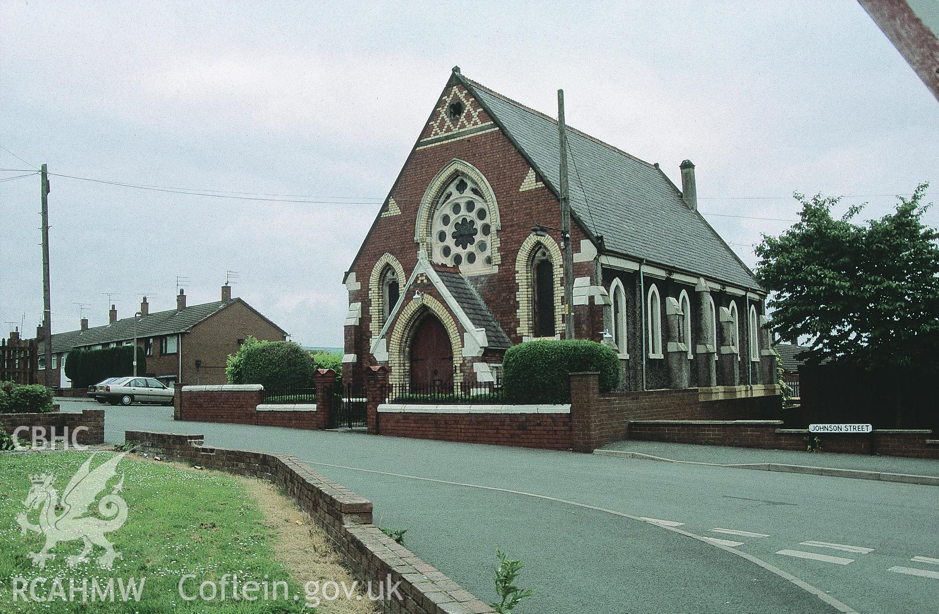 Colour slide of general exterior view of Horeb Chapel, Rhosllannerchrugog.