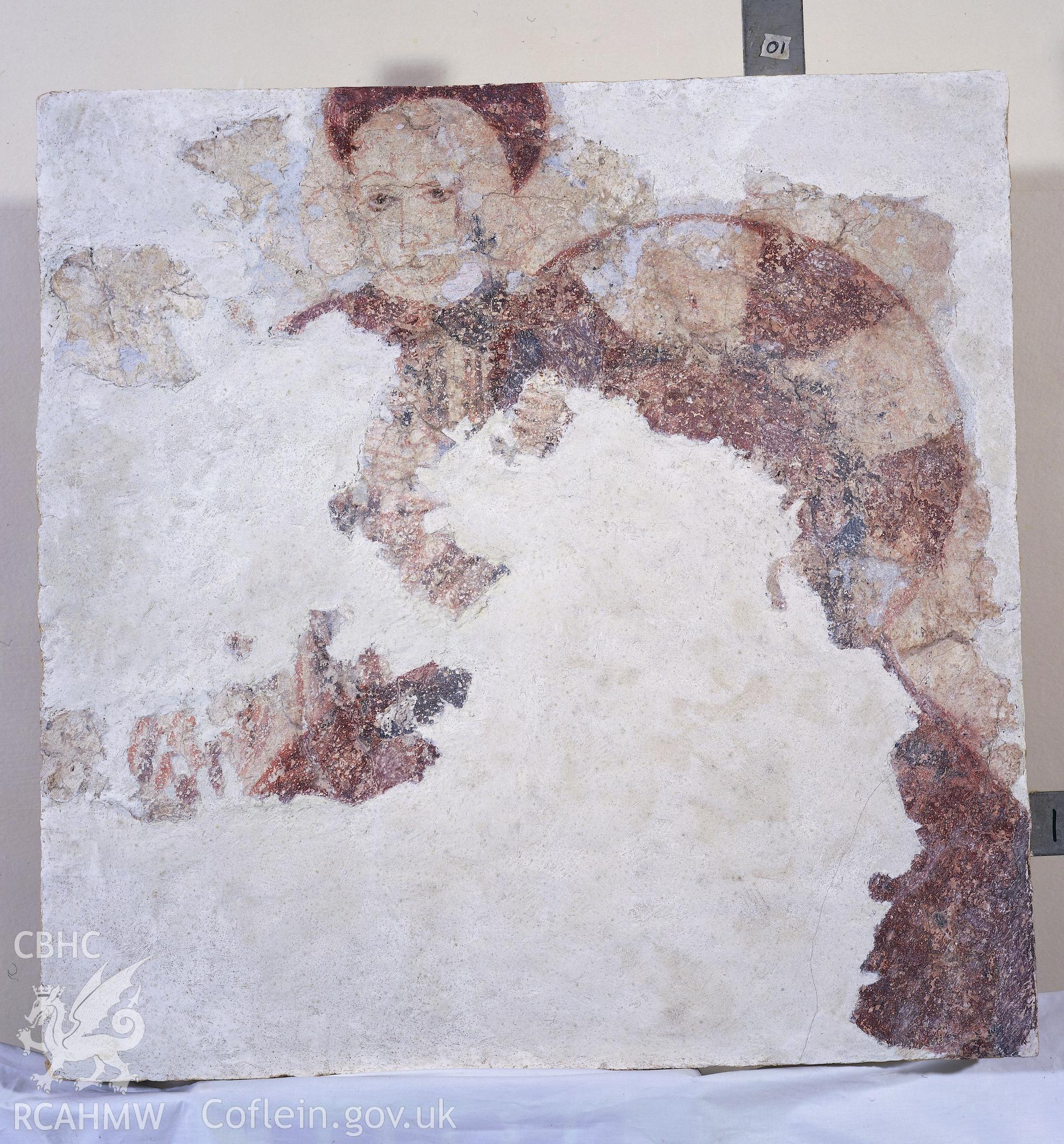 RCAHMW colour transparency showing view of wallpainting at Llandeilo Talybont Church.