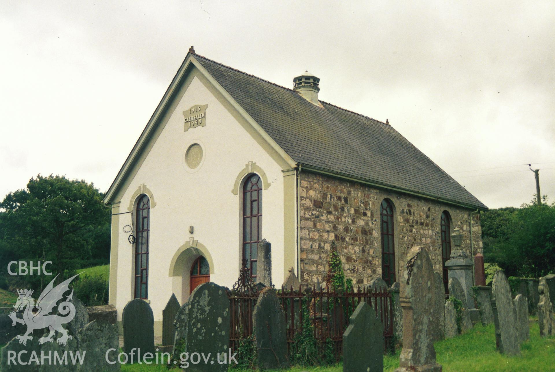 Digital copy of a colour photograph showing a general view of Caersalem Baptist Chapel, Nevern, taken by Robert Scourfield, 1996.
