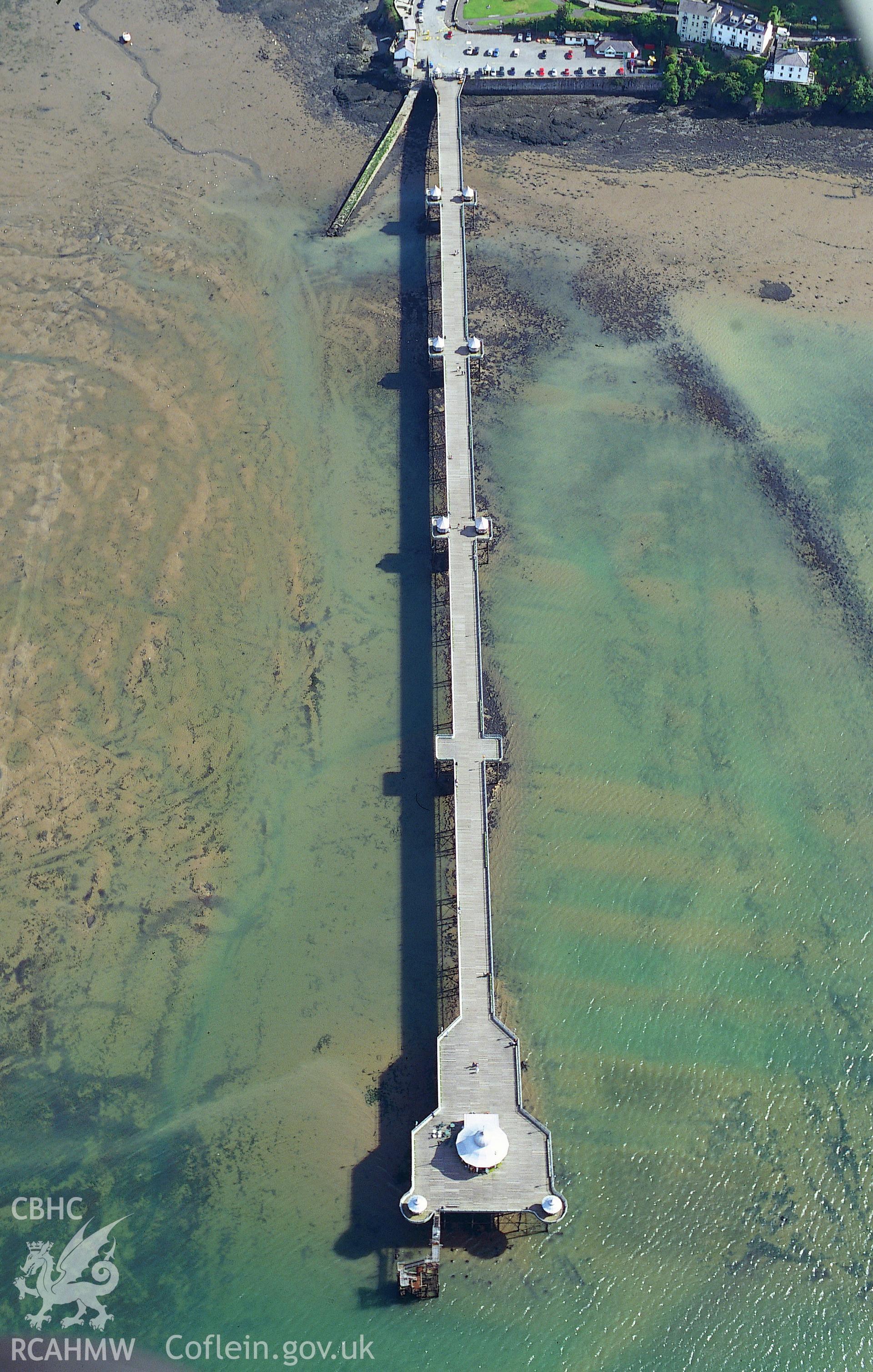 RCAHMW colour slide oblique aerial photograph of Bangor Garth Pier, Bangor, taken 2004 by Toby Driver