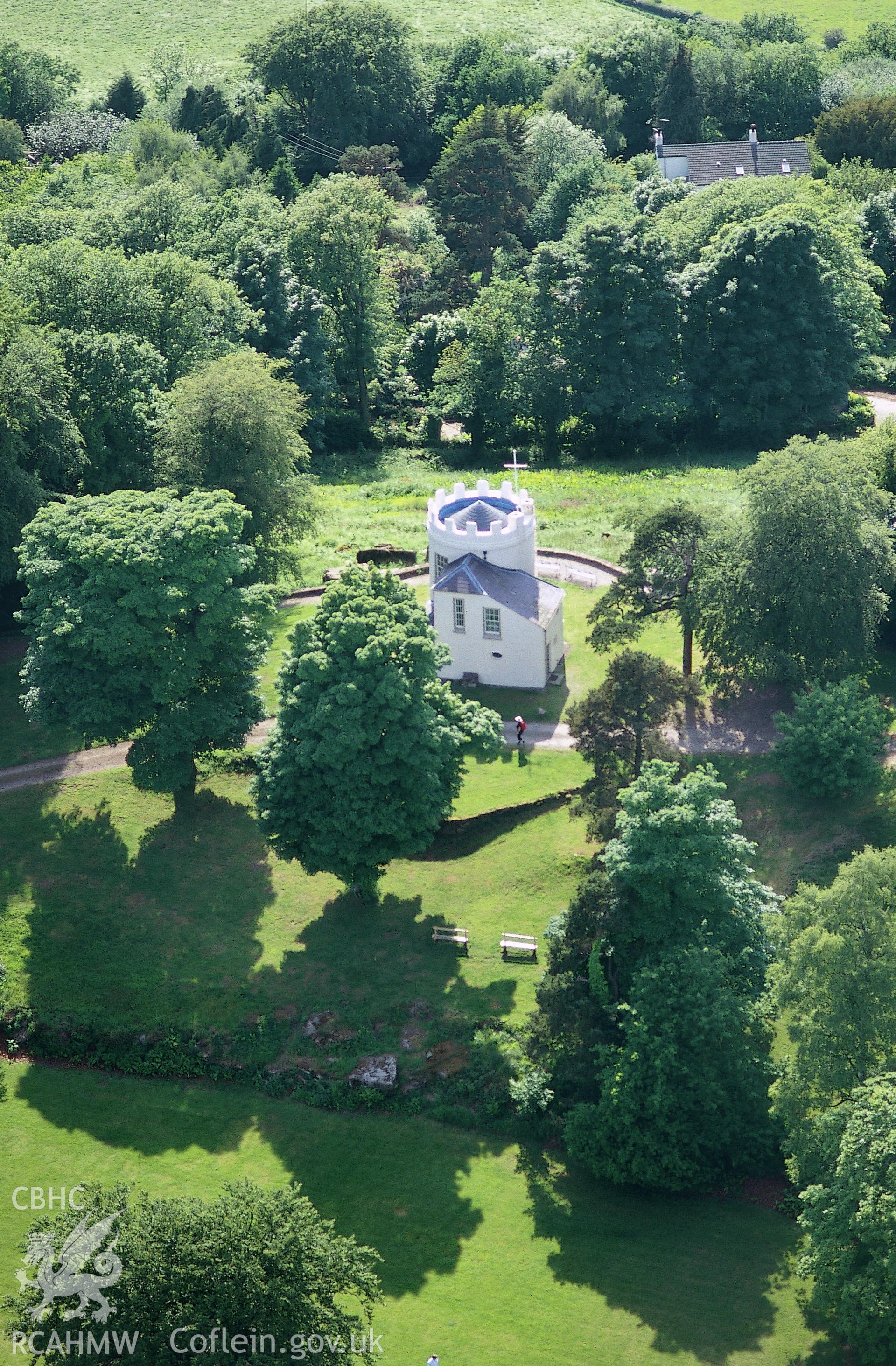 Slide of RCAHMW colour oblique aerial photograph of Kymin Tower, Gwent, taken by Toby Driver, 2004