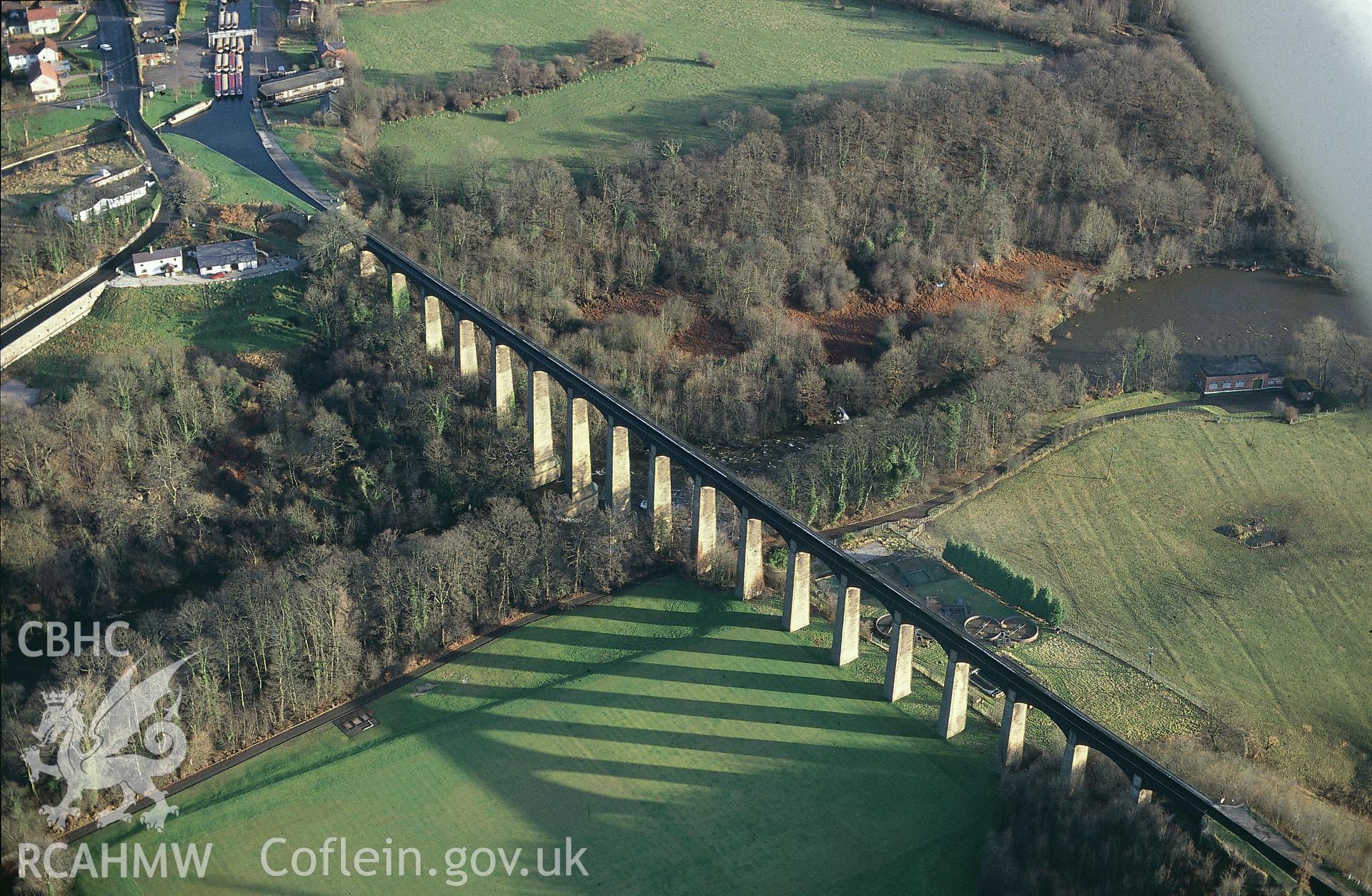 Slide of RCAHMW colour oblique aerial photograph of Pontcysyllte Aqueduct., taken by C.R. Musson, 1994.