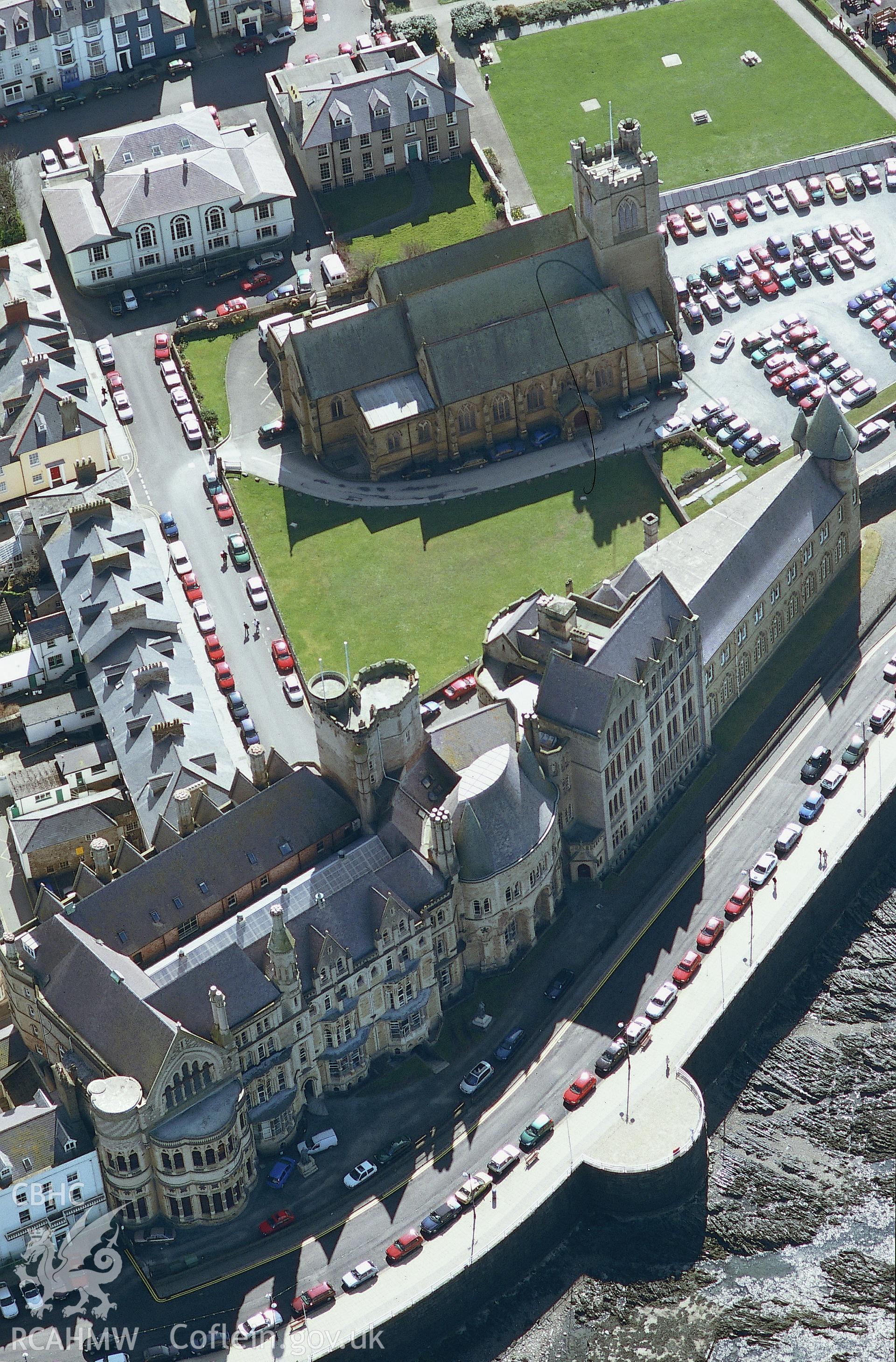 RCAHMW colour oblique aerial photograph of Old College, Aberystwyth. Taken by Toby Driver 2004.
