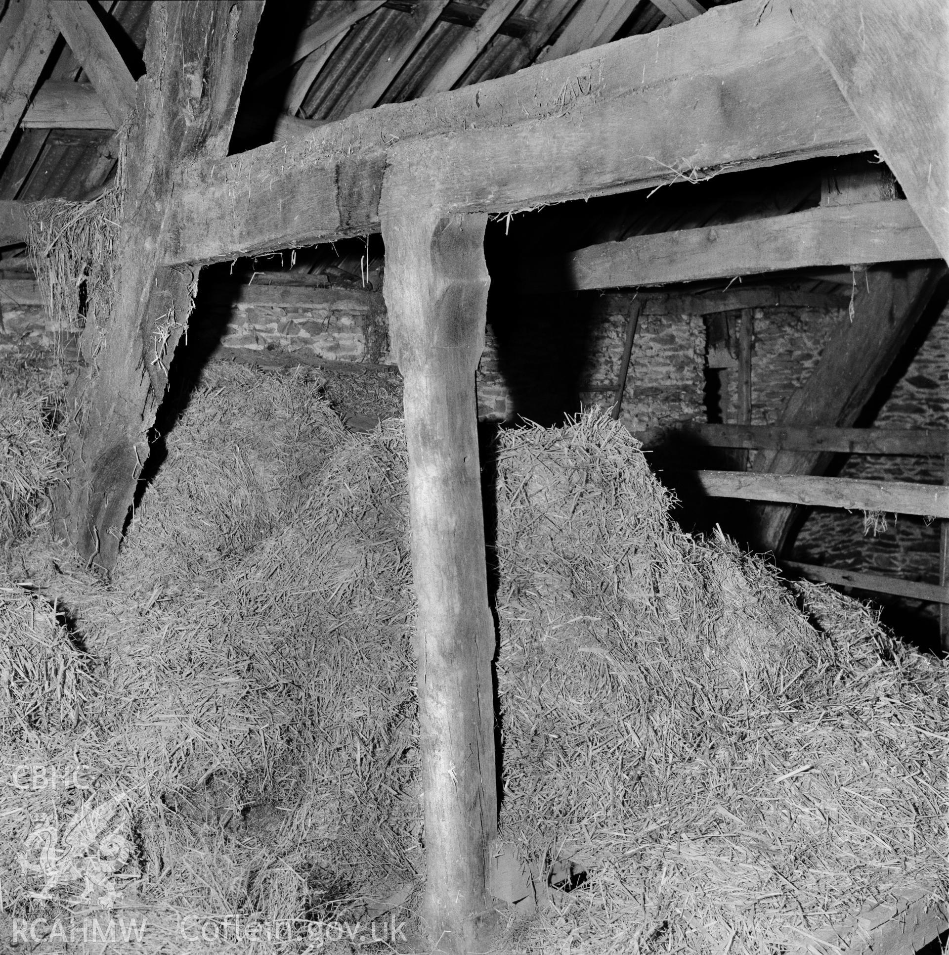 Cruck-framed former barn - Interior showing timber detail