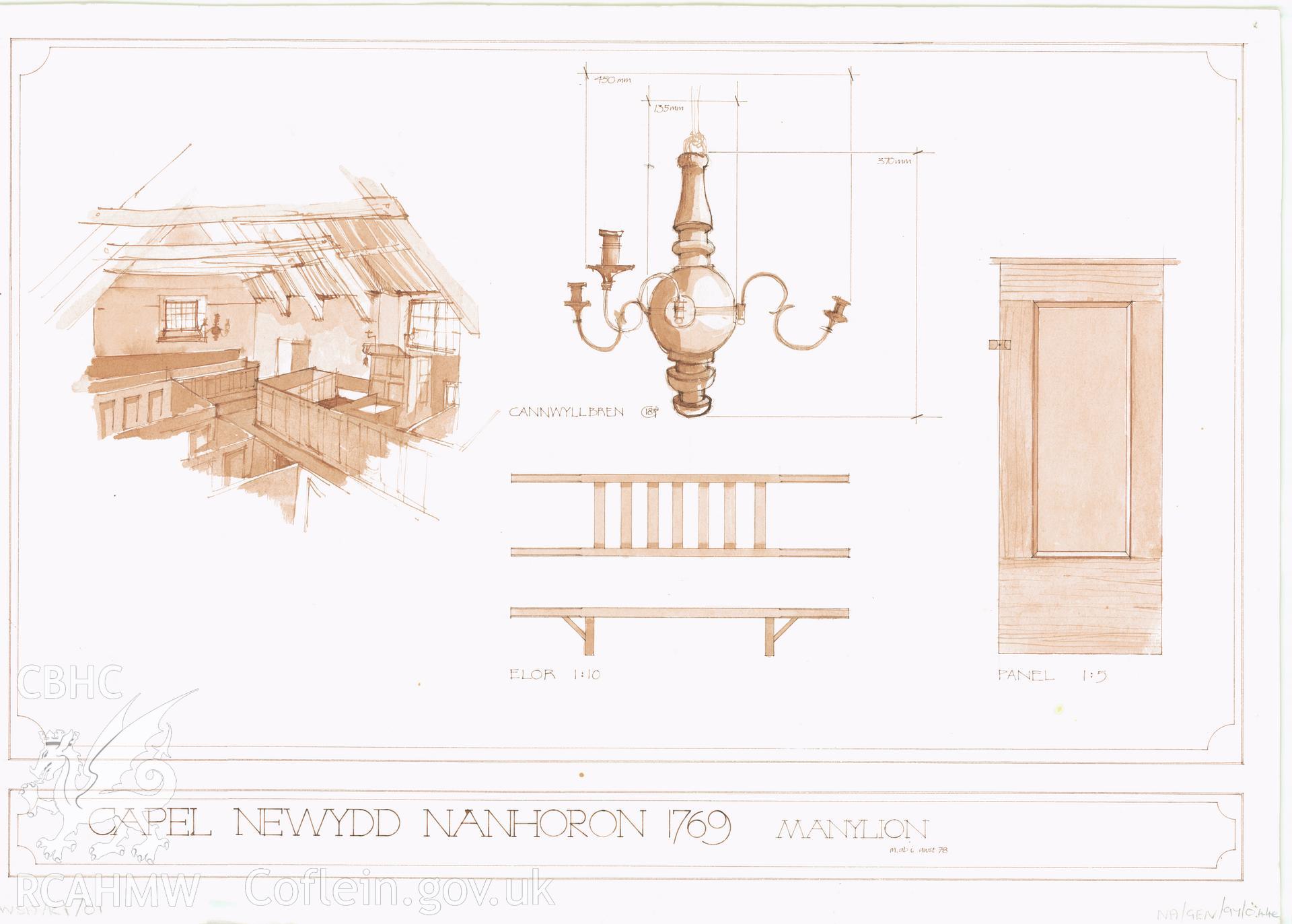 Measured drawing showing detail at Capel Newydd, Nanhoron, produced by Maredydd ab Iestyn, 1978.