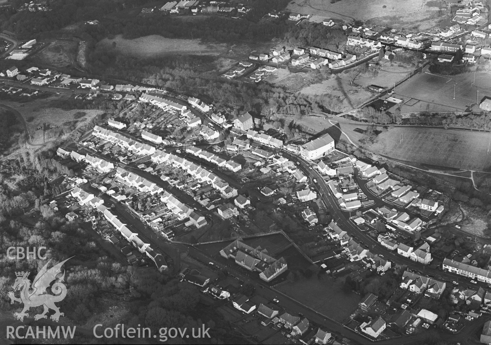 RCAHMW black and white oblique aerial photograph of Garnant, taken by Toby Driver, 2001