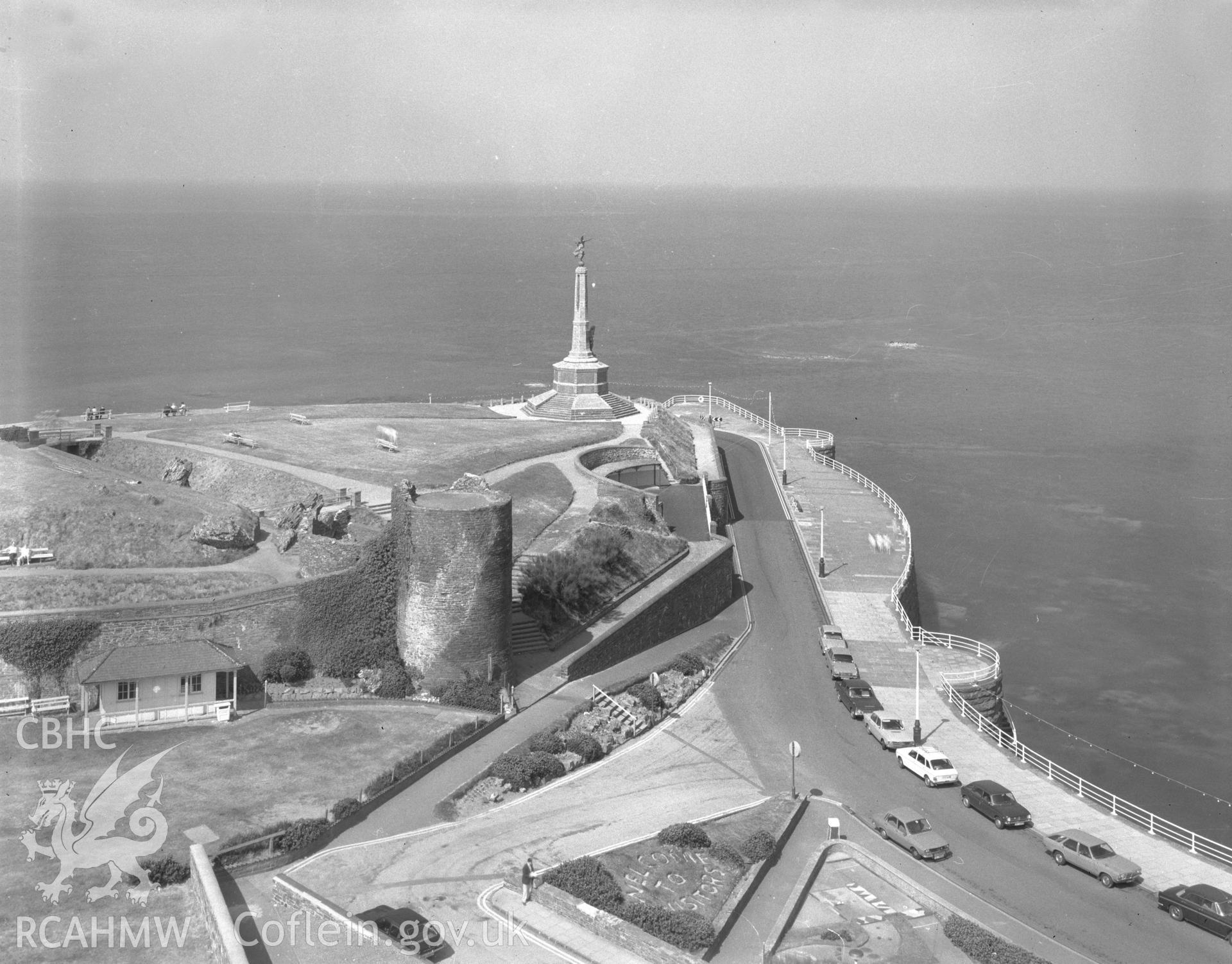 Black and white acetate negative showing a view of Aberystwyth Castle.