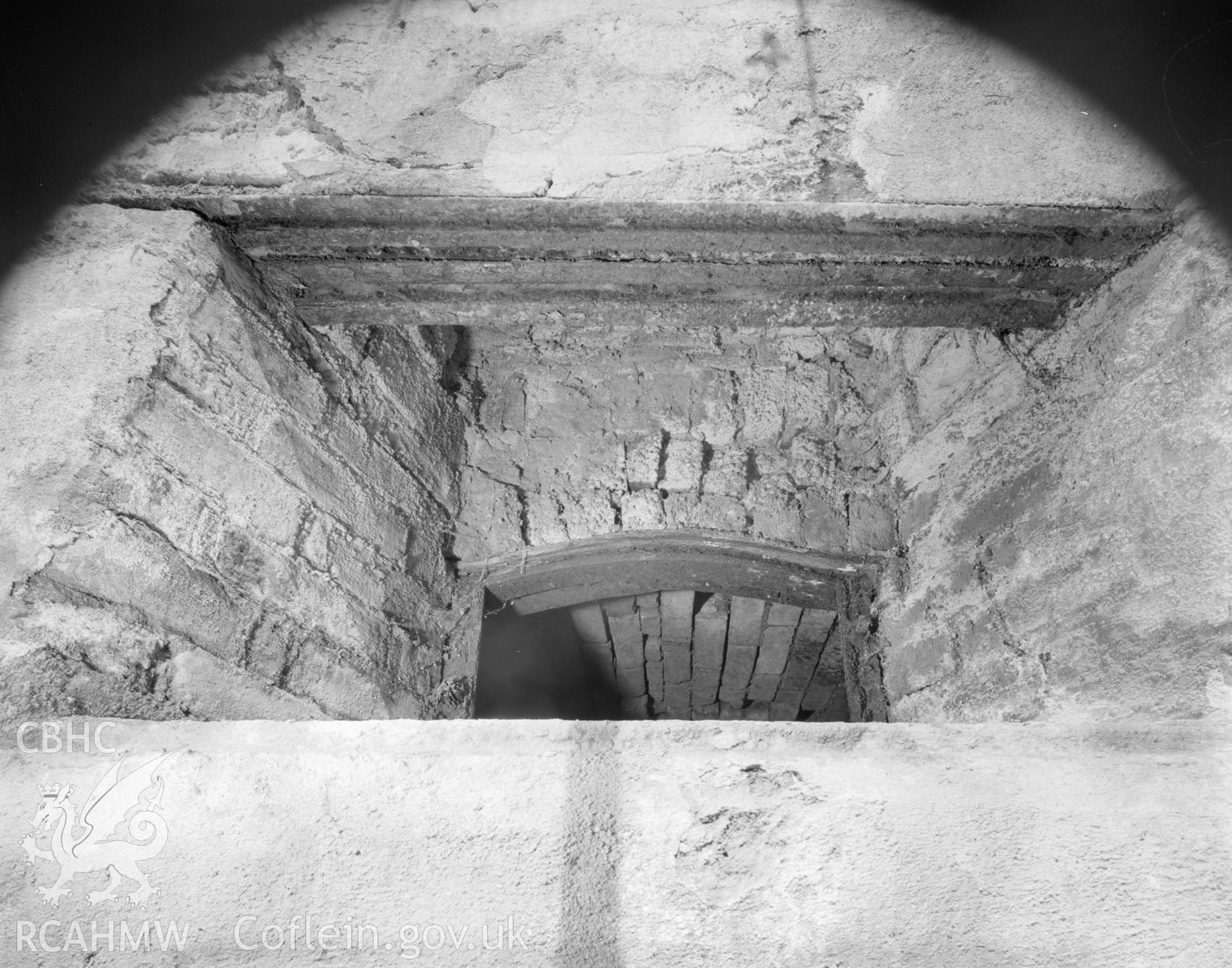 Black and white polyester negative showing interior view of bakehouse.