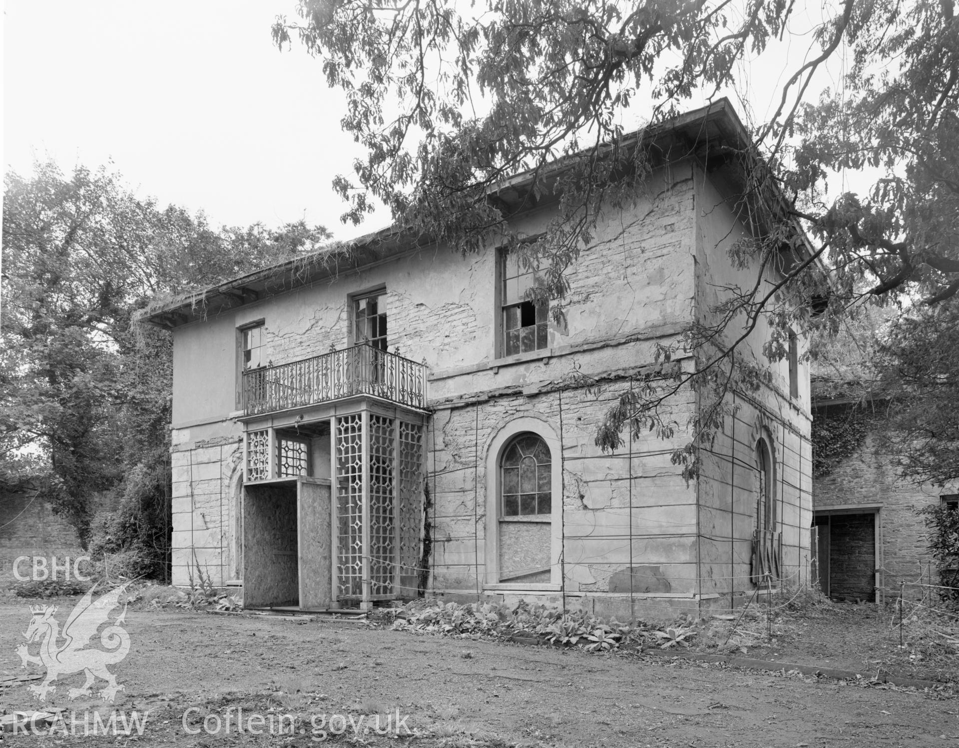 Exterior, front elevation from E