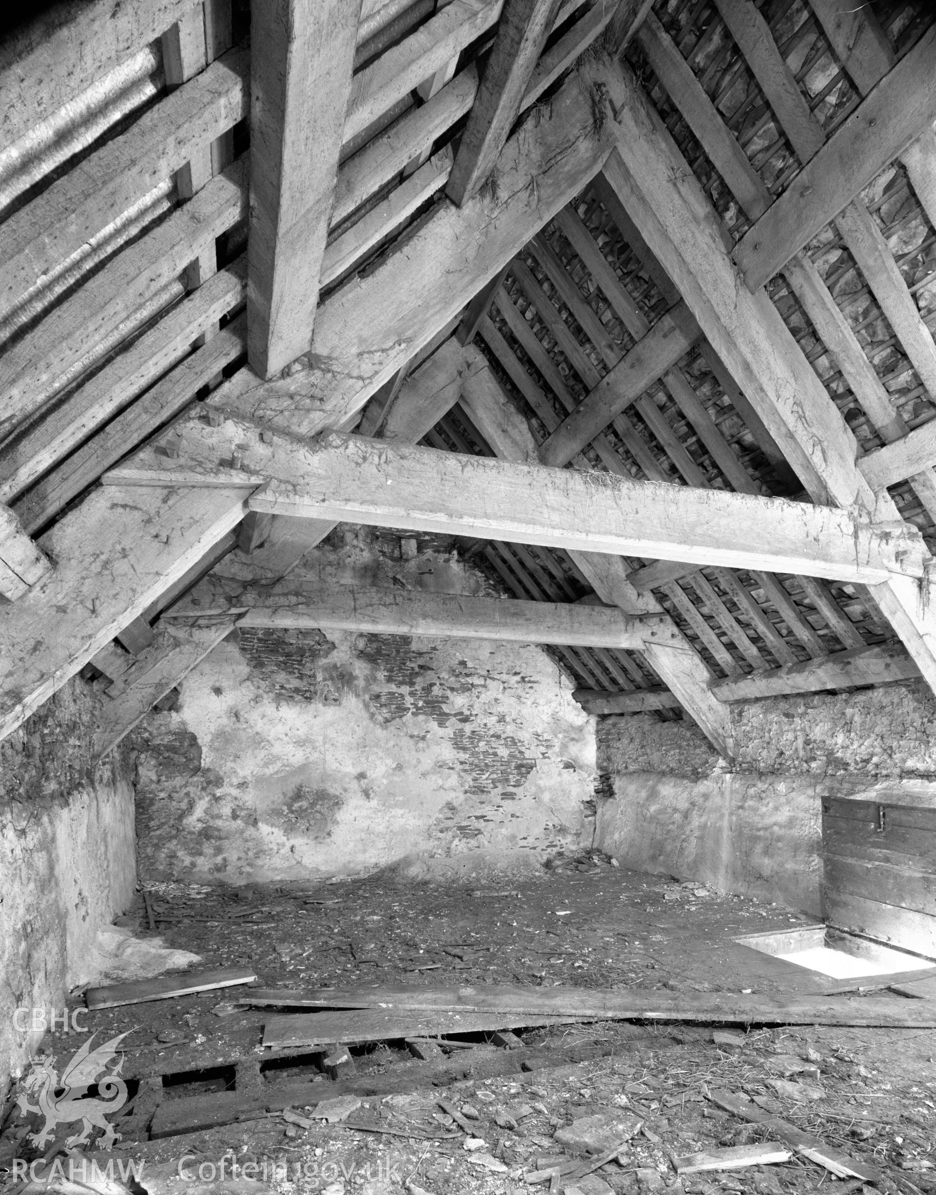 Black and white acetate negative showing interior view of Y Fan.
