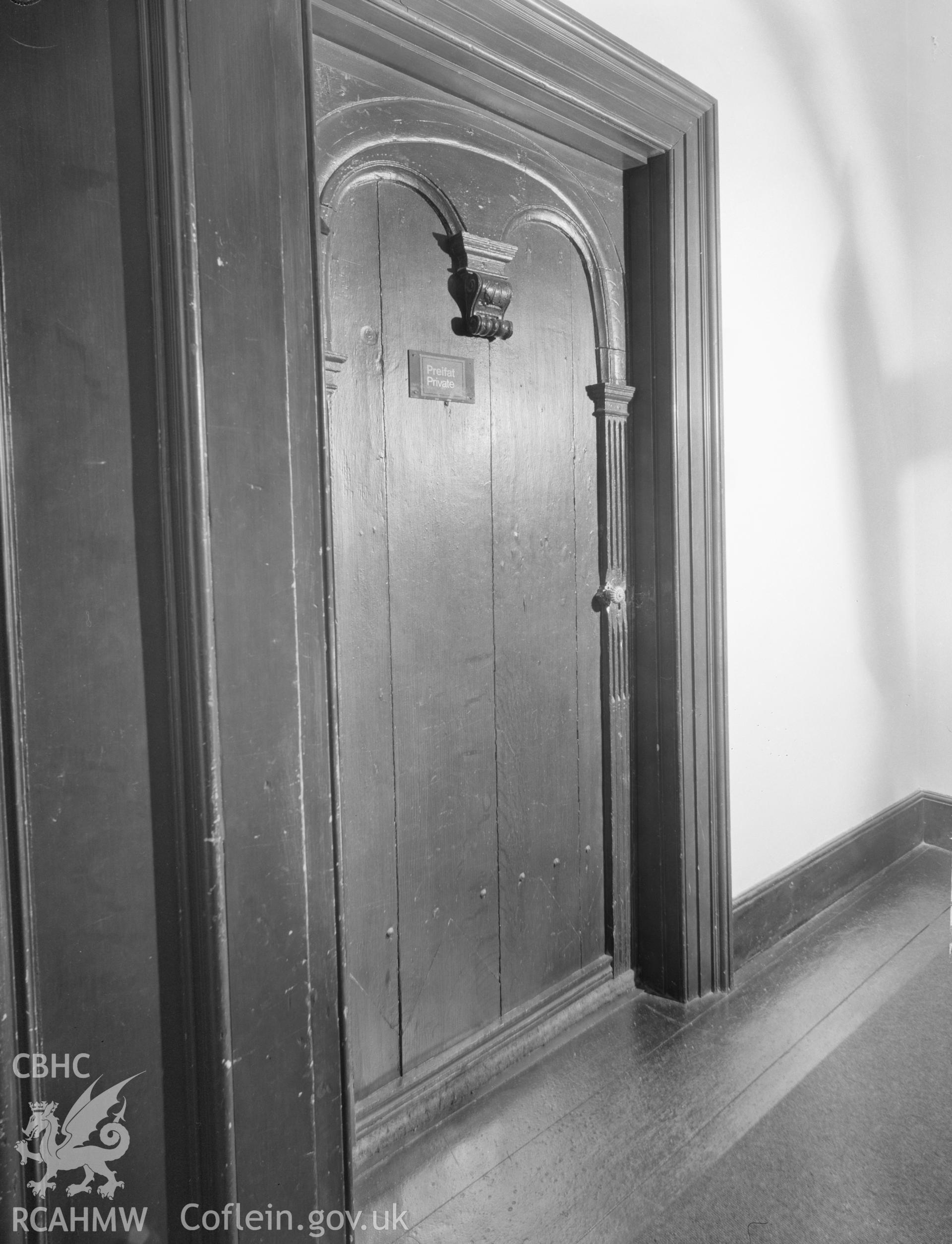 Black and white acetate negative showing interior view of St Fagan's Castle.