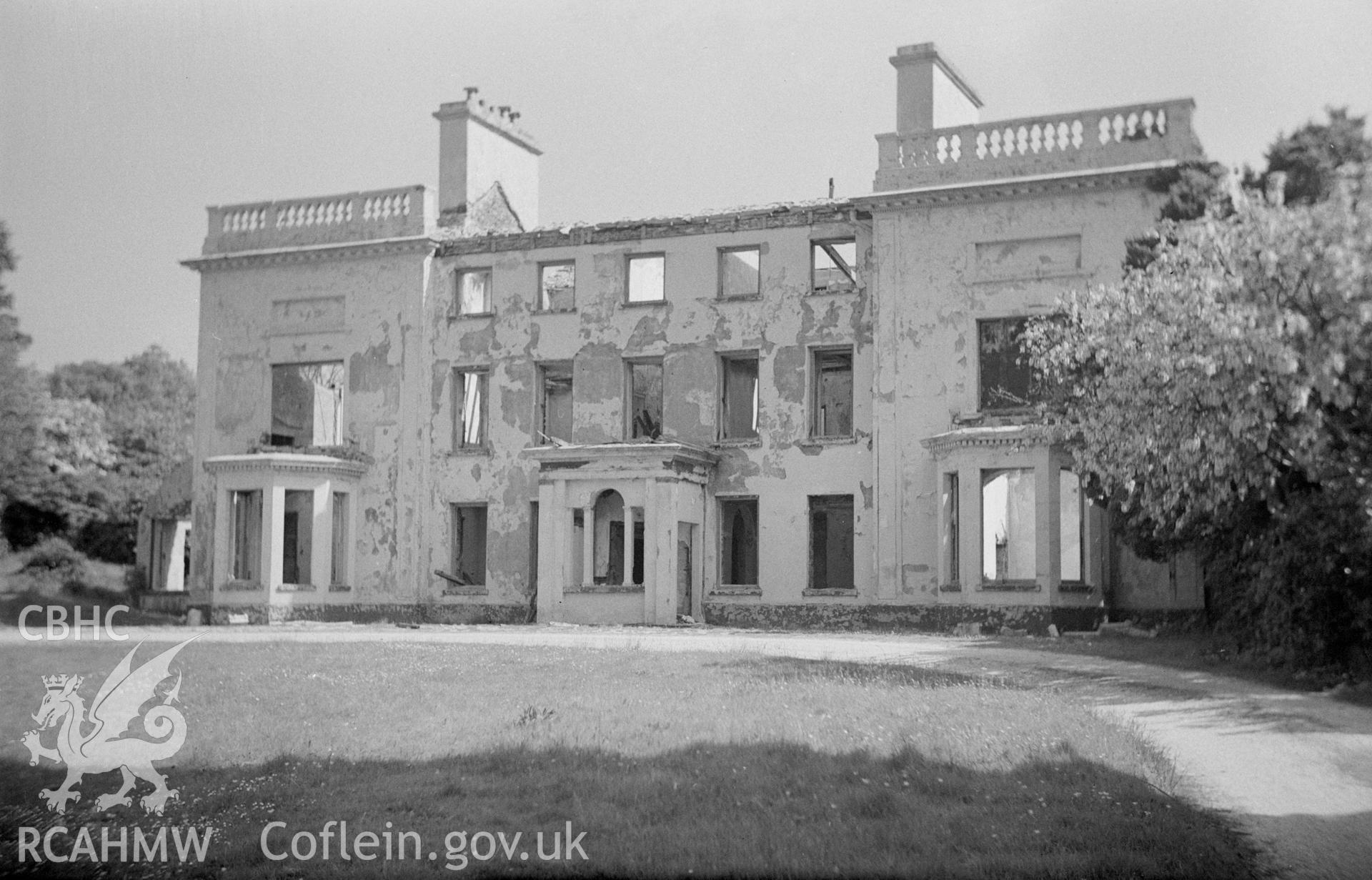 Main elevation view of Dolaucothi taken by James Lees Milne, 1954.