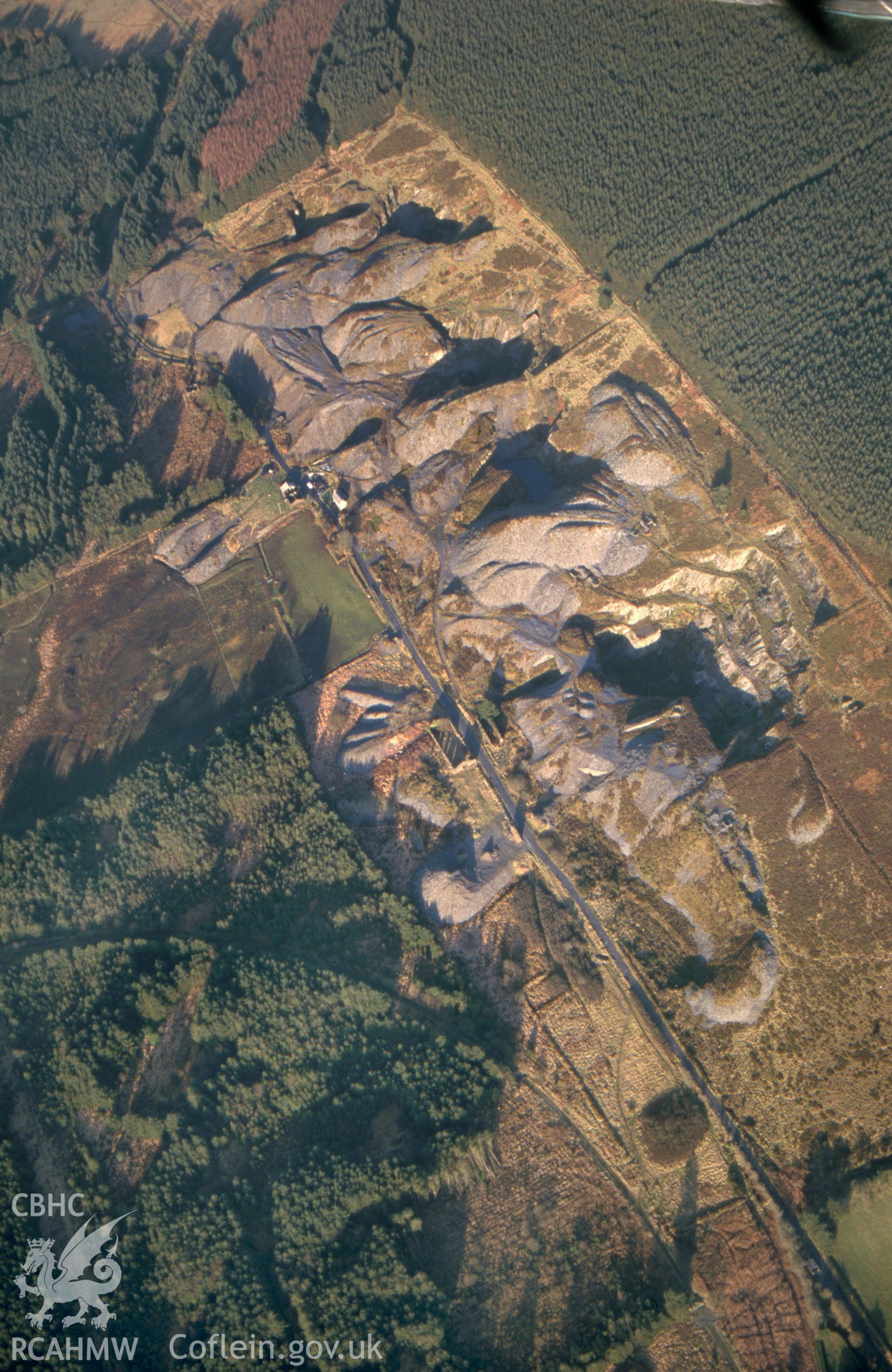 RCAHMW colour slide oblique aerial photograph of Rosebush Quarry, taken by T.G.Driver 2001.