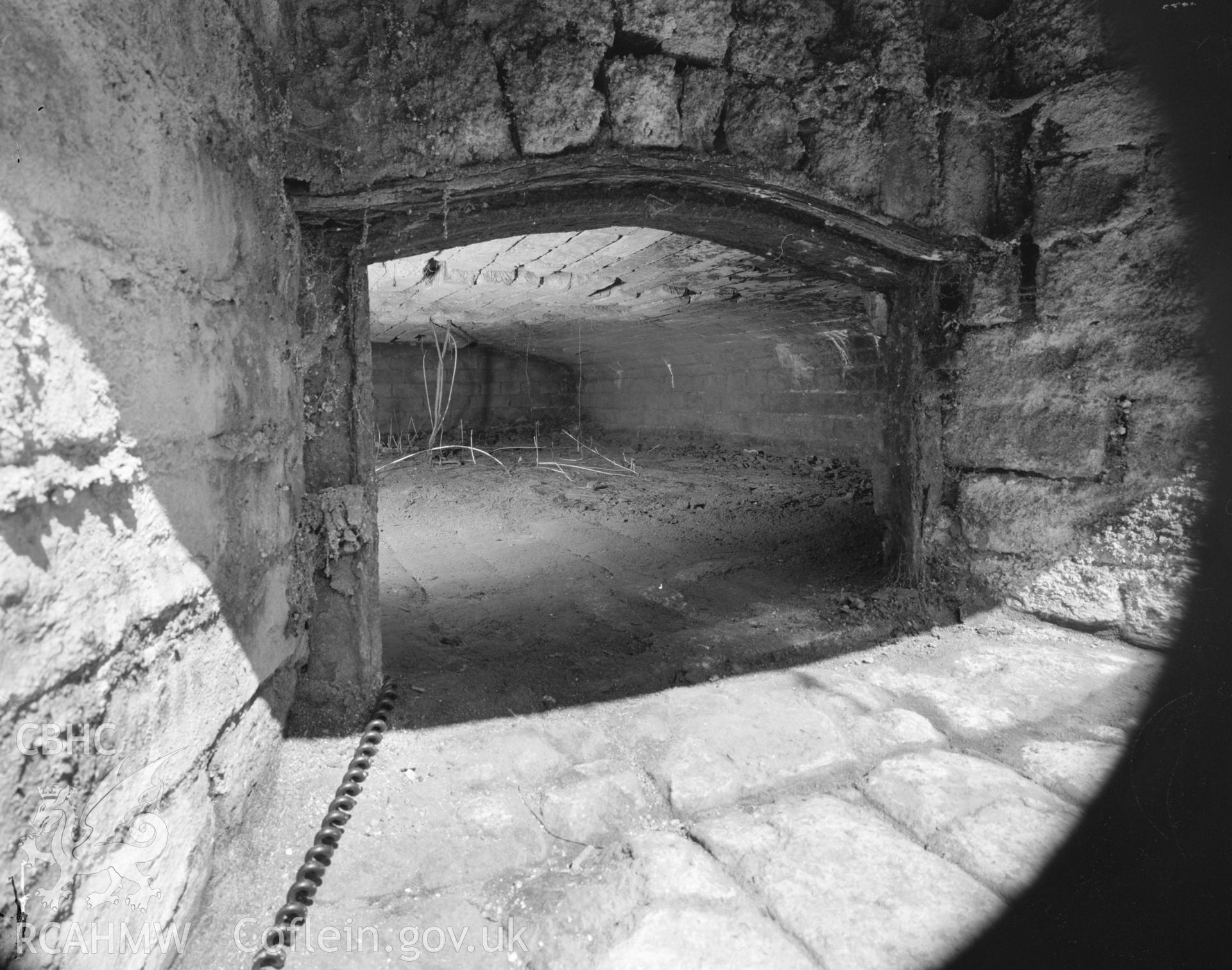 Black and white polyester negative showing interior view of bakehouse.