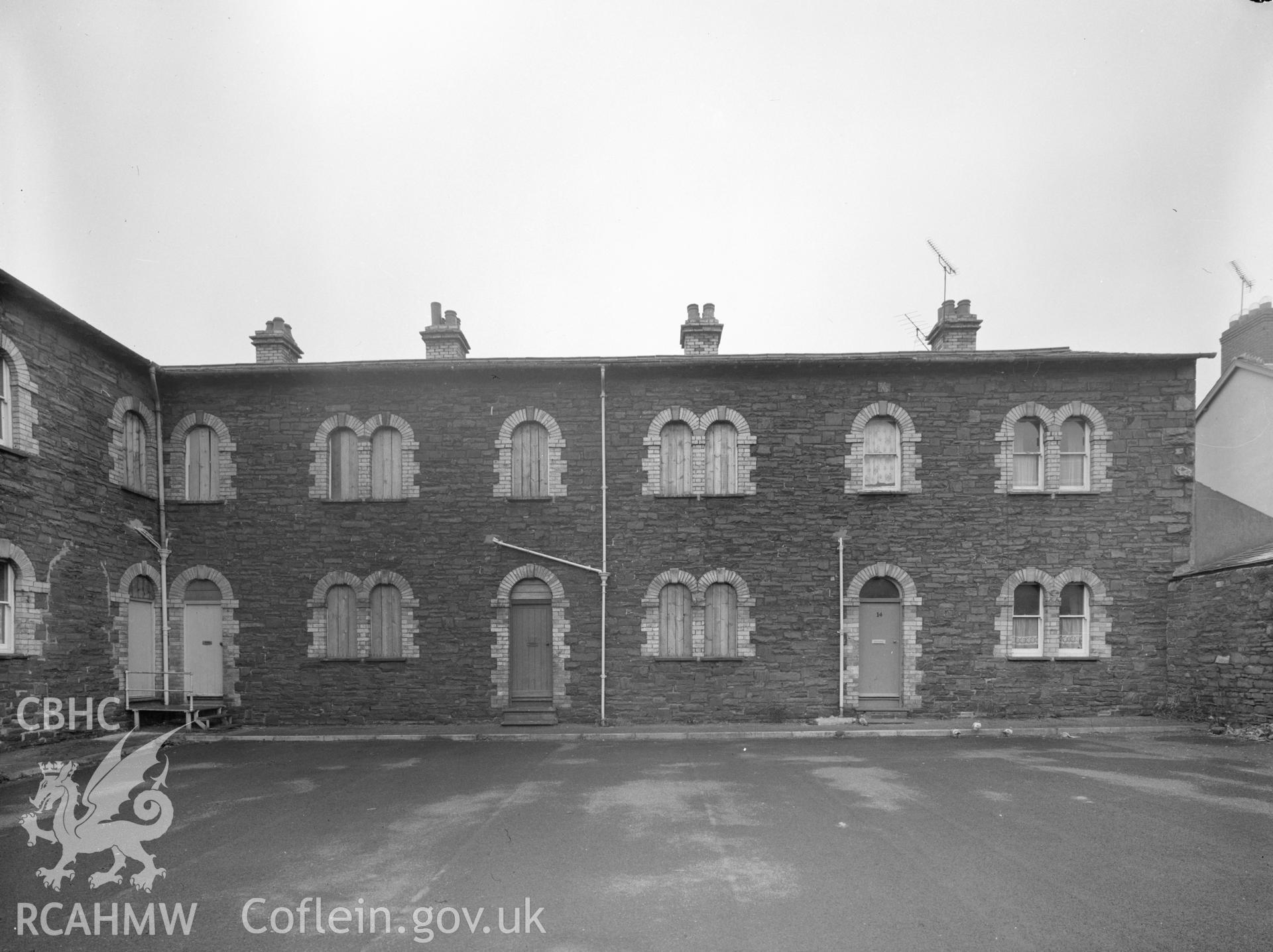 Black and white acetate negative showing an exterior view of the Militia Barracks,  Gogerddan Place, Aberystwyth.