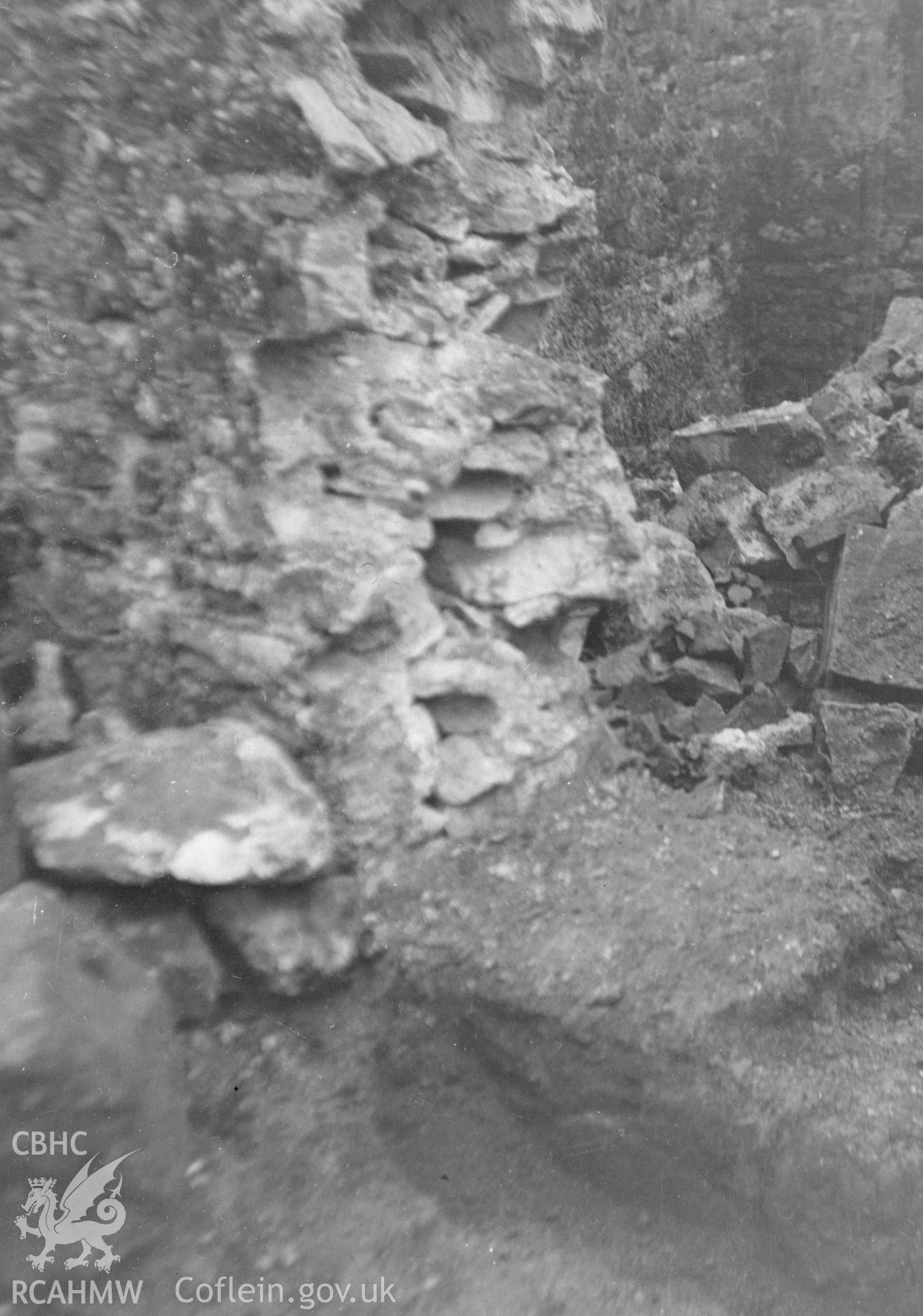 Detail of wall foundations during excavation at Talley Abbey.