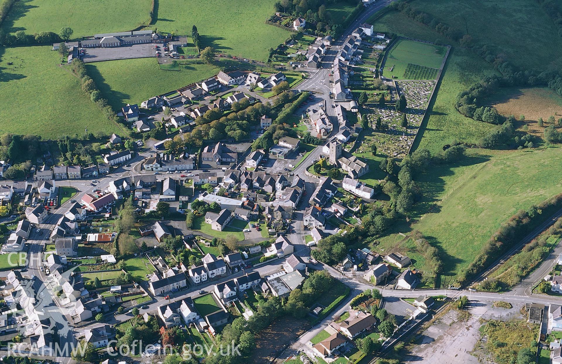 Slide of RCAHMW colour oblique aerial photograph of Llandybie, taken by Toby Driver 2002