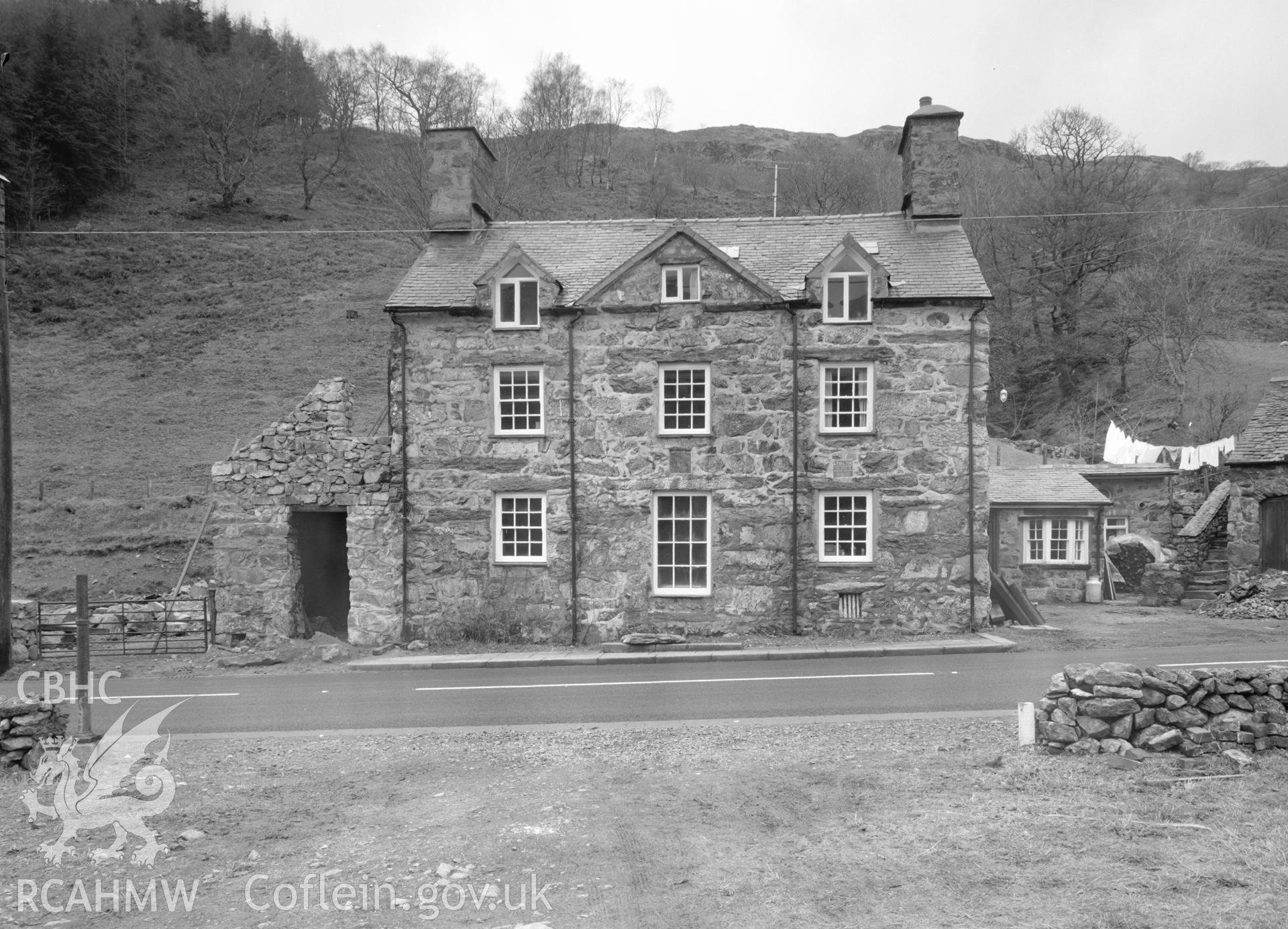 Black and white acetate negative showing a view of Hywel Ddu, north east of Dolgellau