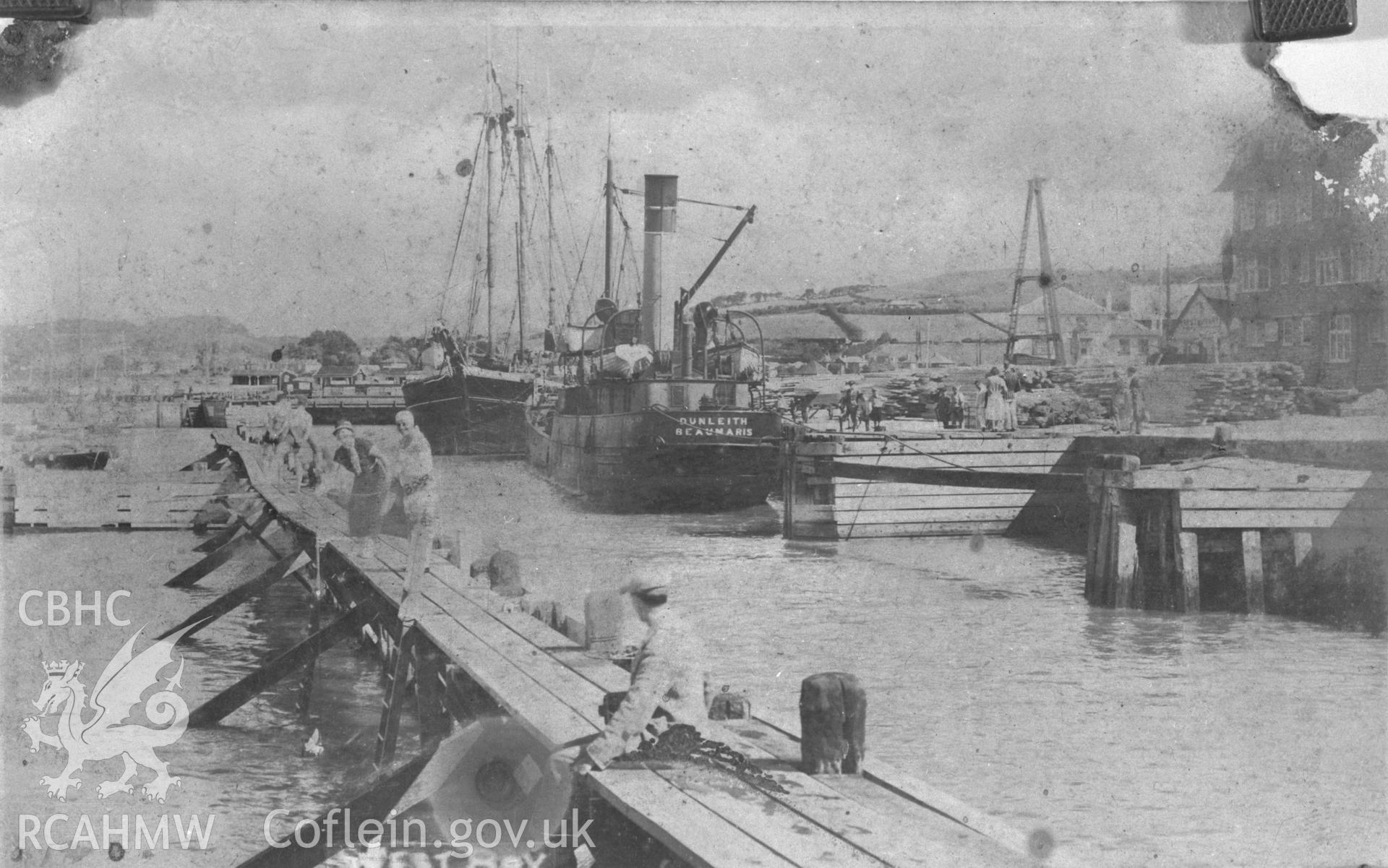 Black and white acetate negative showing an early view of Amlwch Port.
