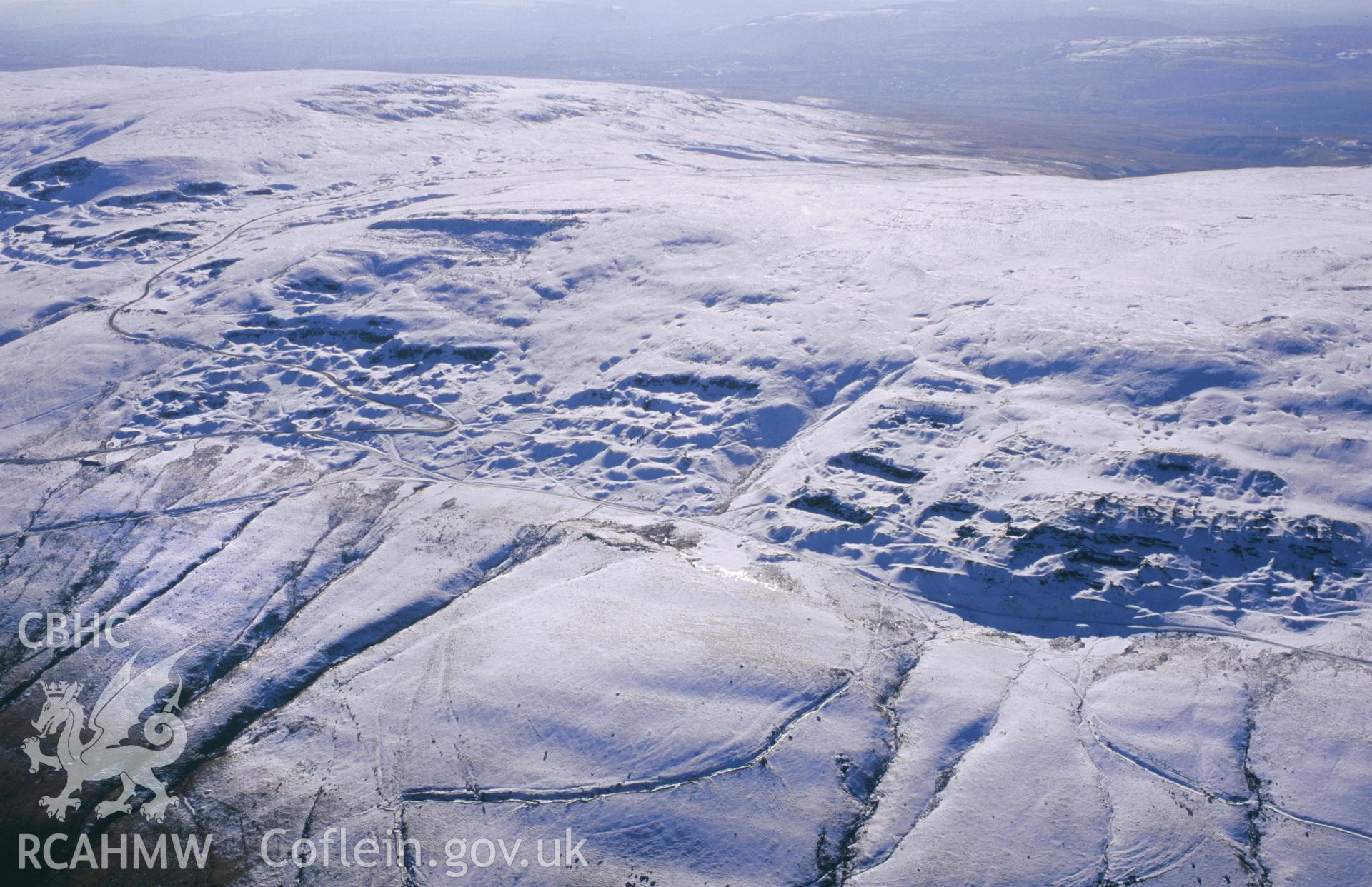 Slide of RCAHMW colour oblique aerial photograph of Cwar Michael Limeworkings taken by T.G. Driver, 2001.