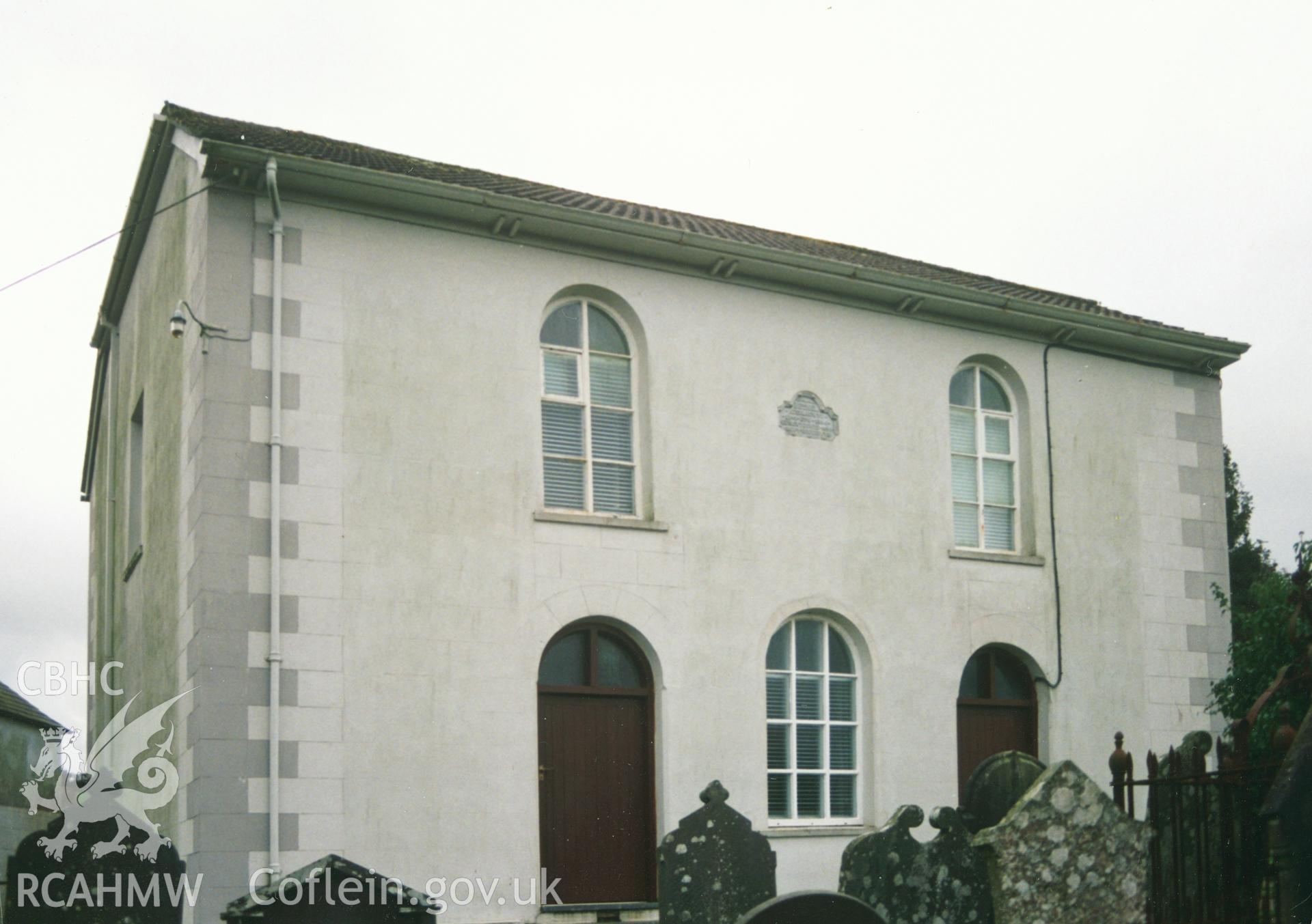 Digital copy of a colour photograph showing an exterior view of Bethel Welsh Baptist Chapel, Cynwyl Gaeo, taken by Robert Scourfield, c.1996.