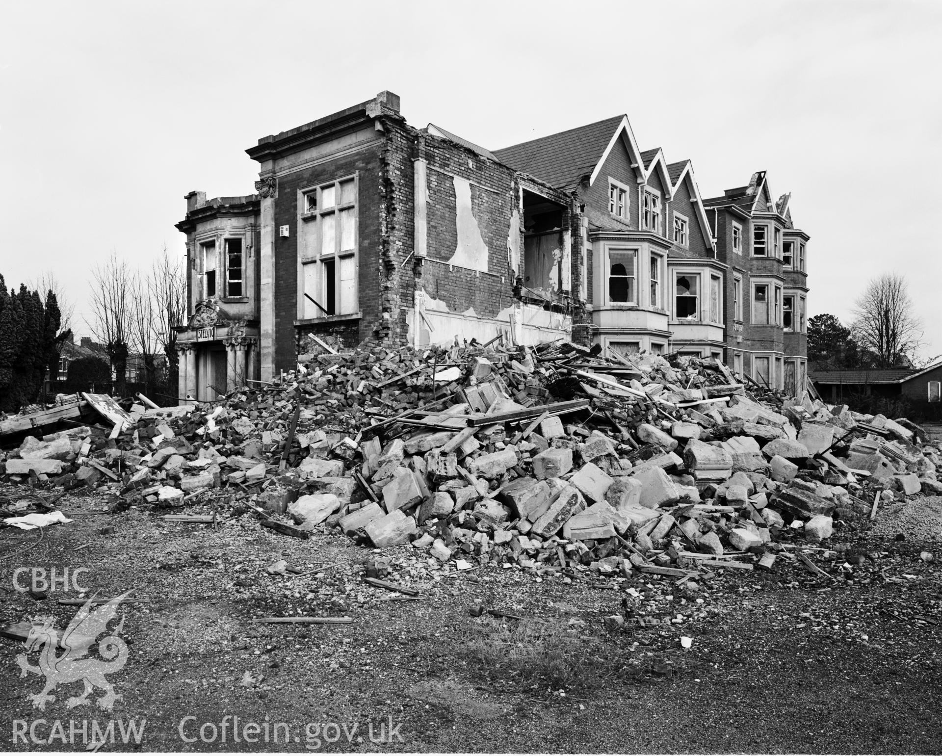 Exterior - From SW with masonry of demolished wing. NA/MM/98/009