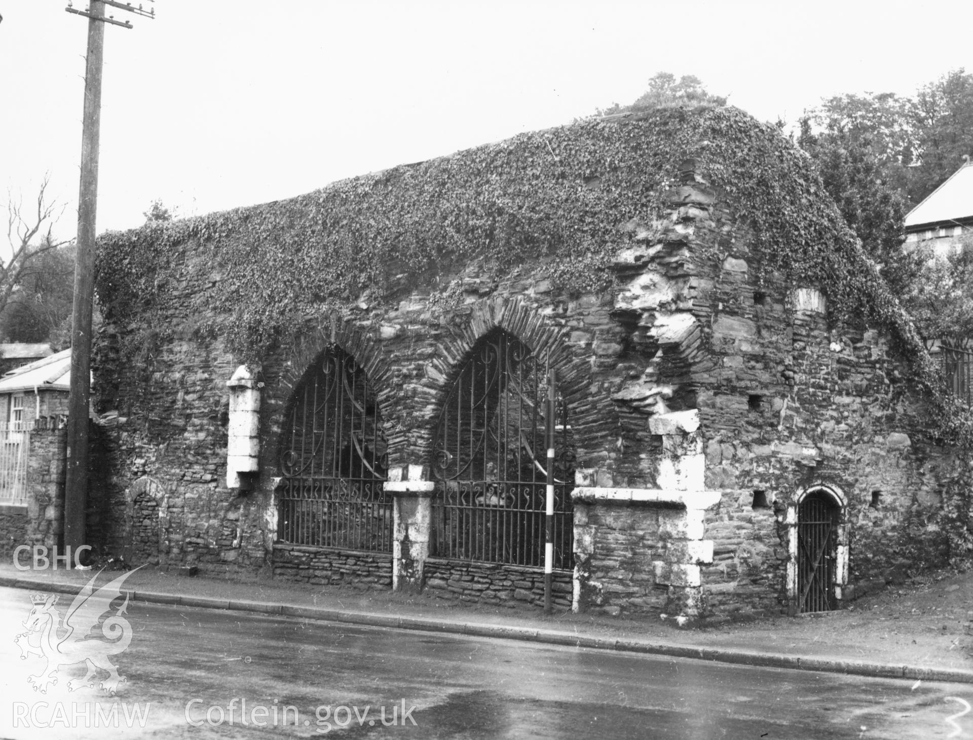 Neath Abbey Gatehouse; black and white photograph taken by Mr Barrow of the Ministry of Works, 1946