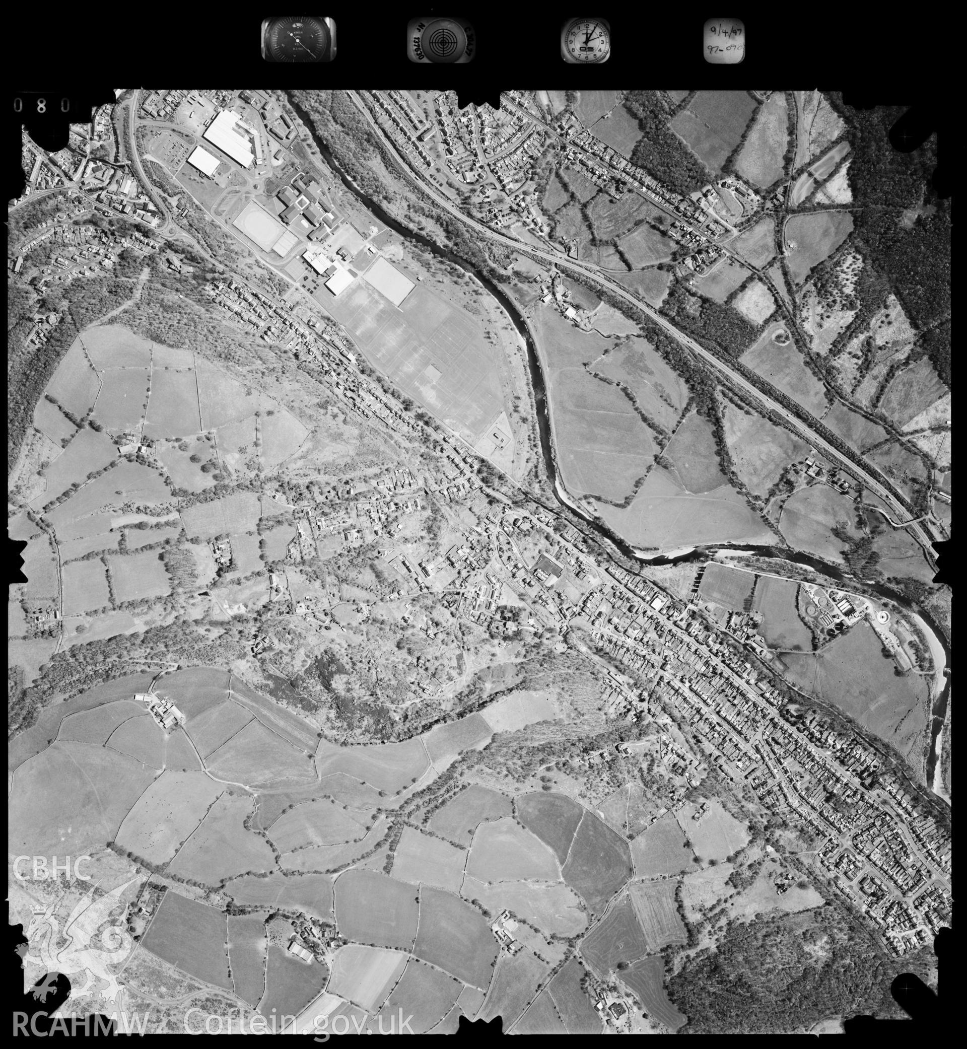 Digitized copy of an aerial photograph showing the Trebanos area, Swansea,  taken by Ordnance Survey, 1997