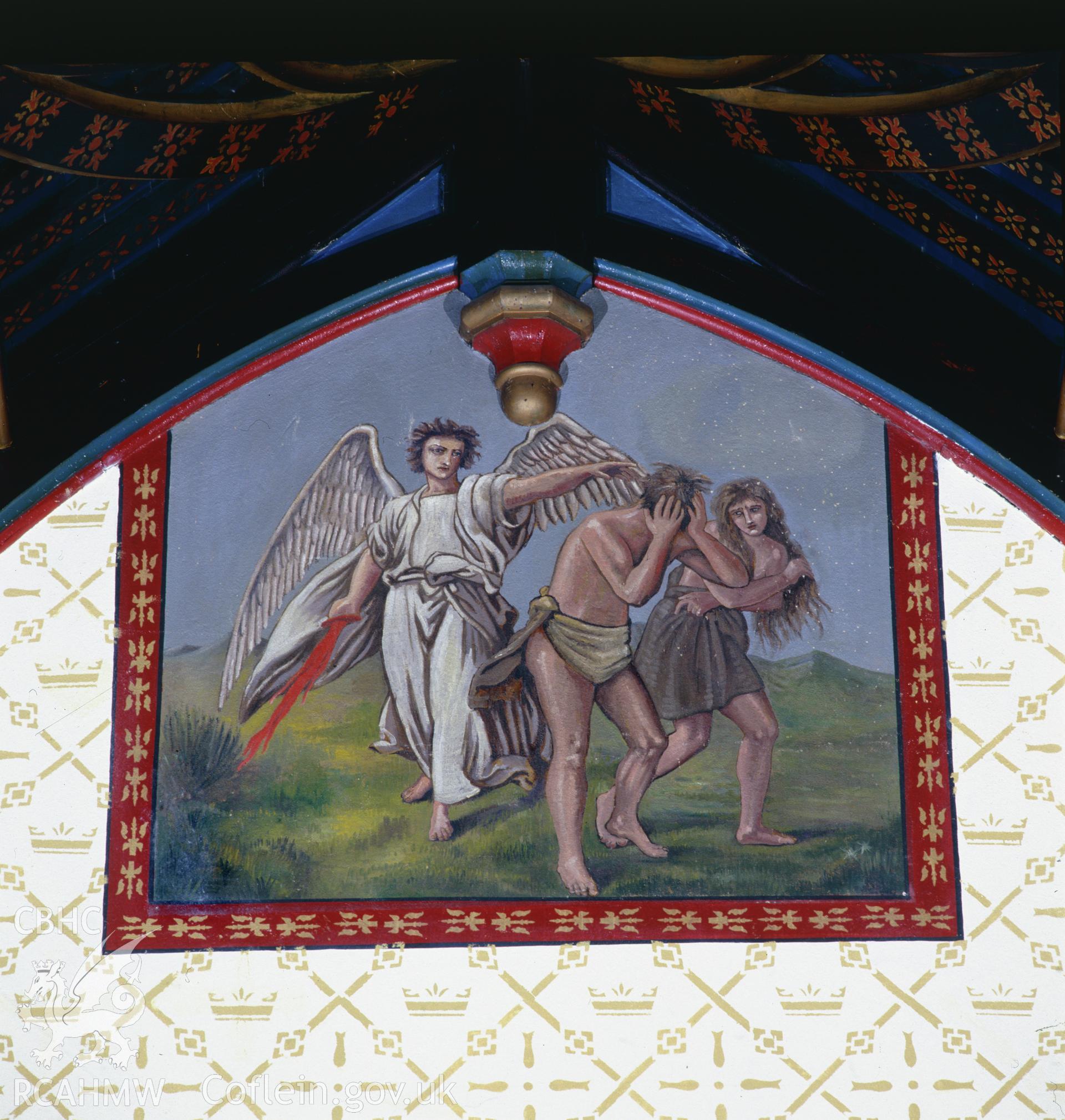 RCAHMW colour transparency showing St John's Church, Penymynydd taken by A.J. Parkinson, 1987.