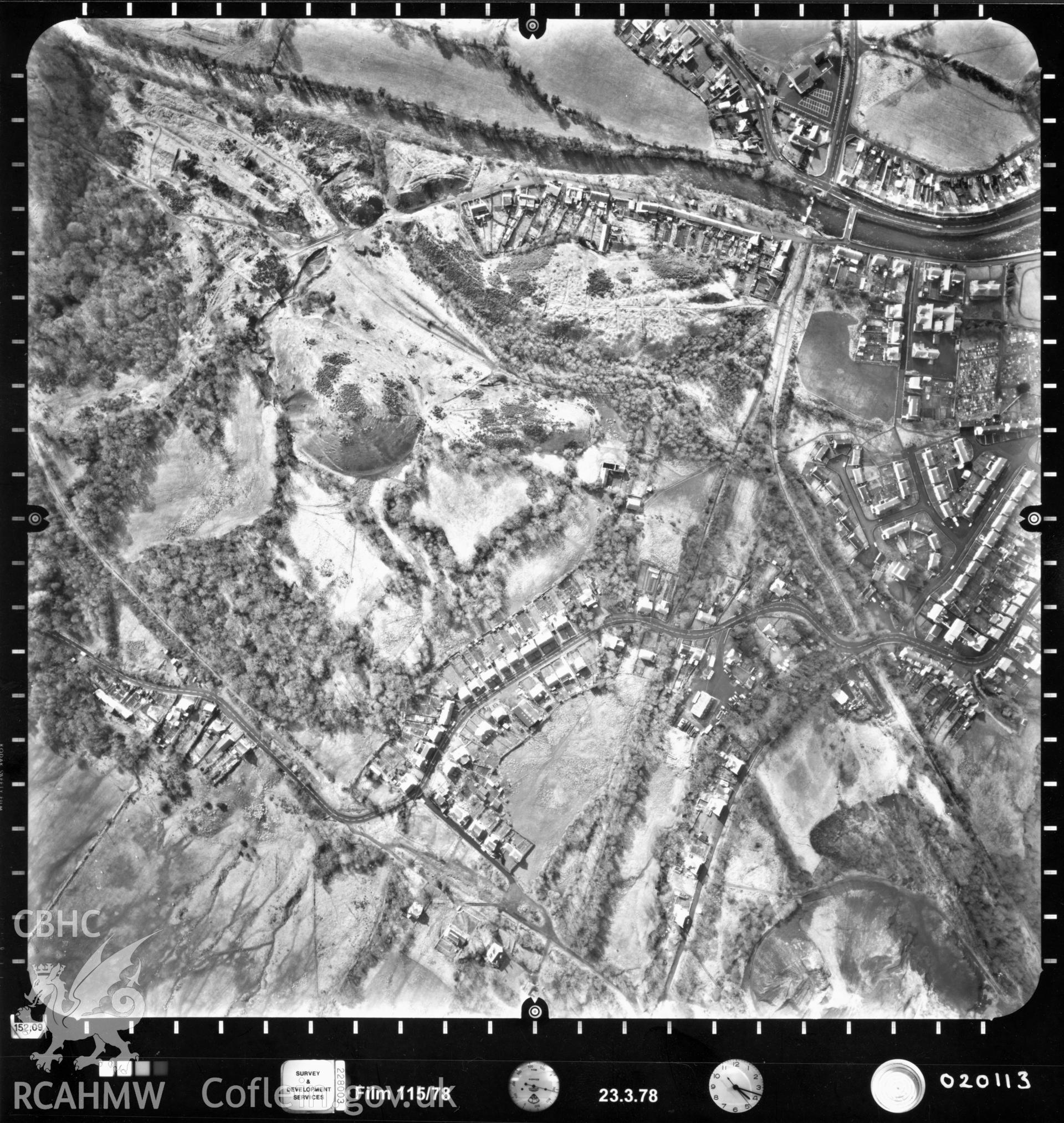 Digitized copy of an aerial photograph showing Ystradgynlais area, taken for Ordnance Survey, 1978