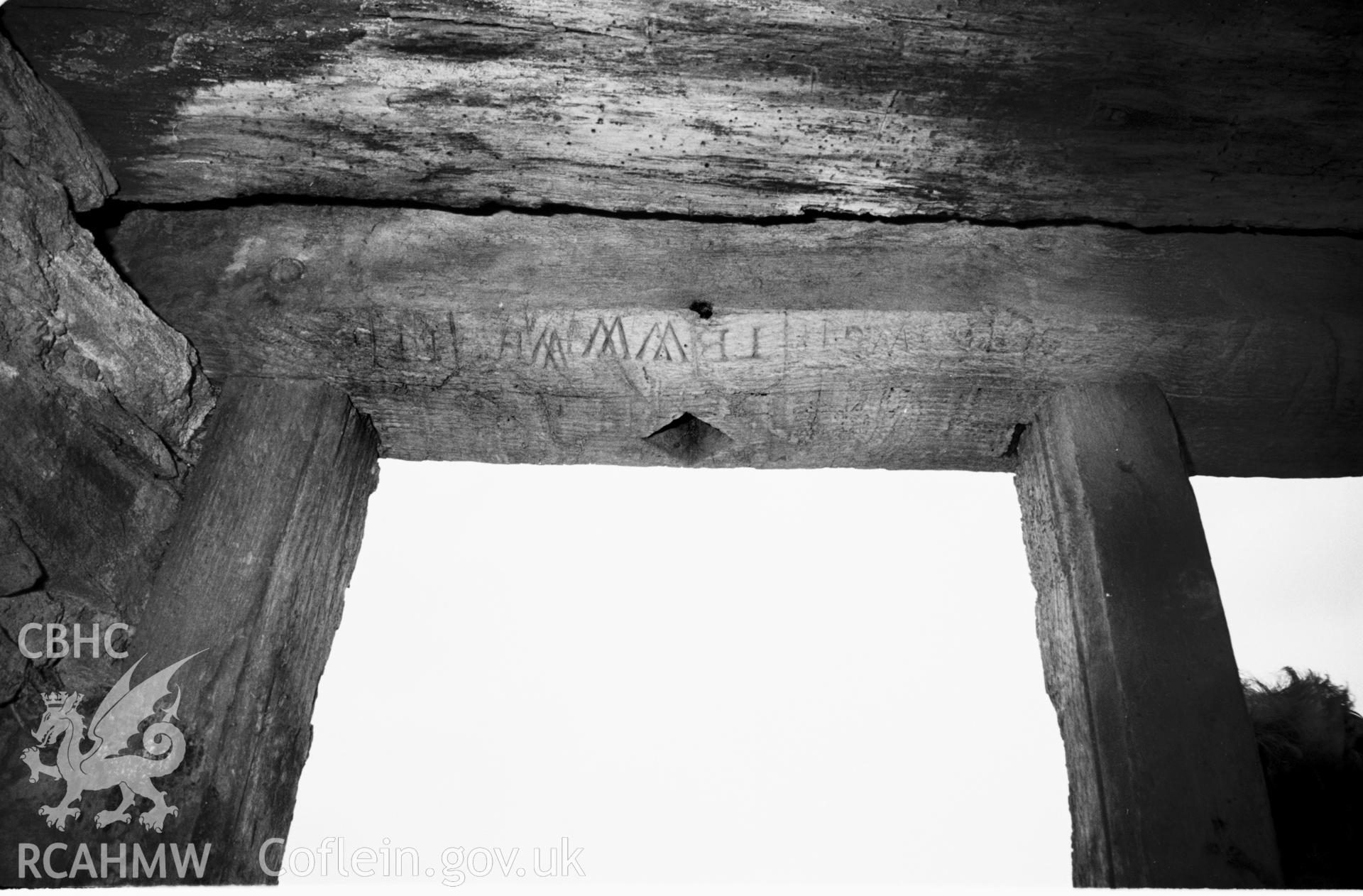 View of lintel, with carved initials. NA/BR/94/029