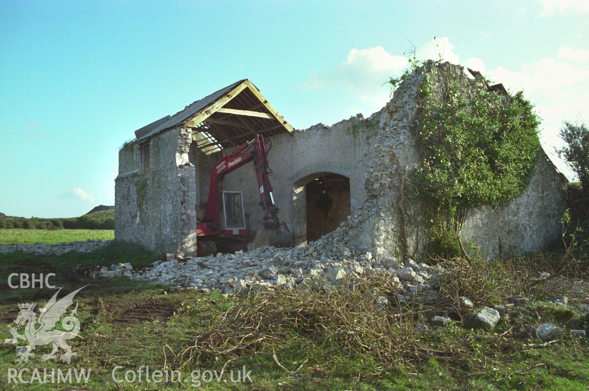 House from north-east during demolition