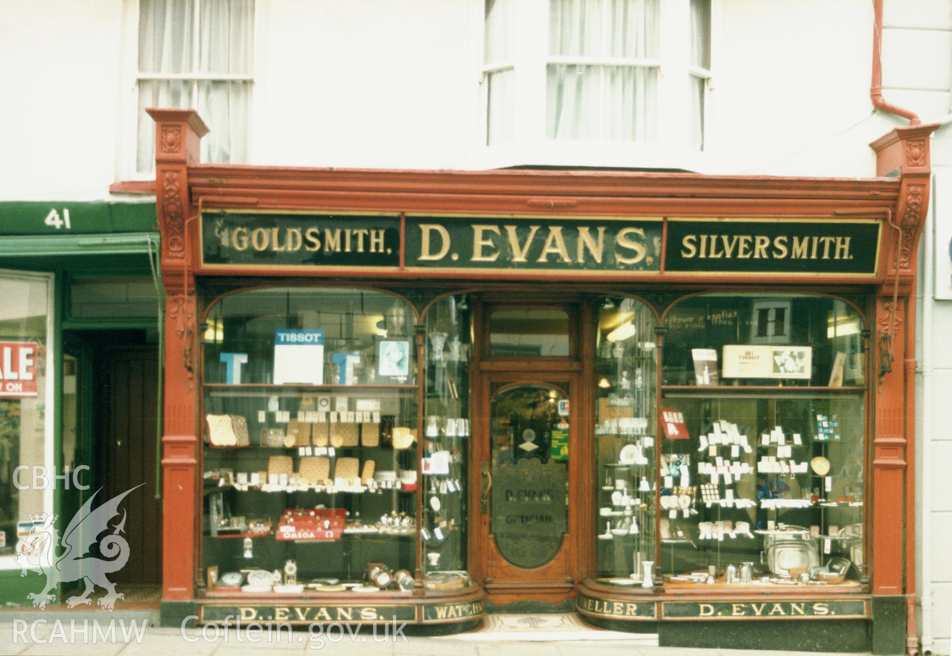 A colour photo of number 39 Great Darkagate Street Aberystwyth. No negative.