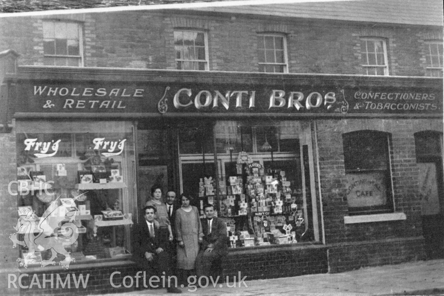 The three Conti brothers went into business together. Eventually they owned twelve cafes around the Swansea and Carmarthen area. This cafe was in Clydach.