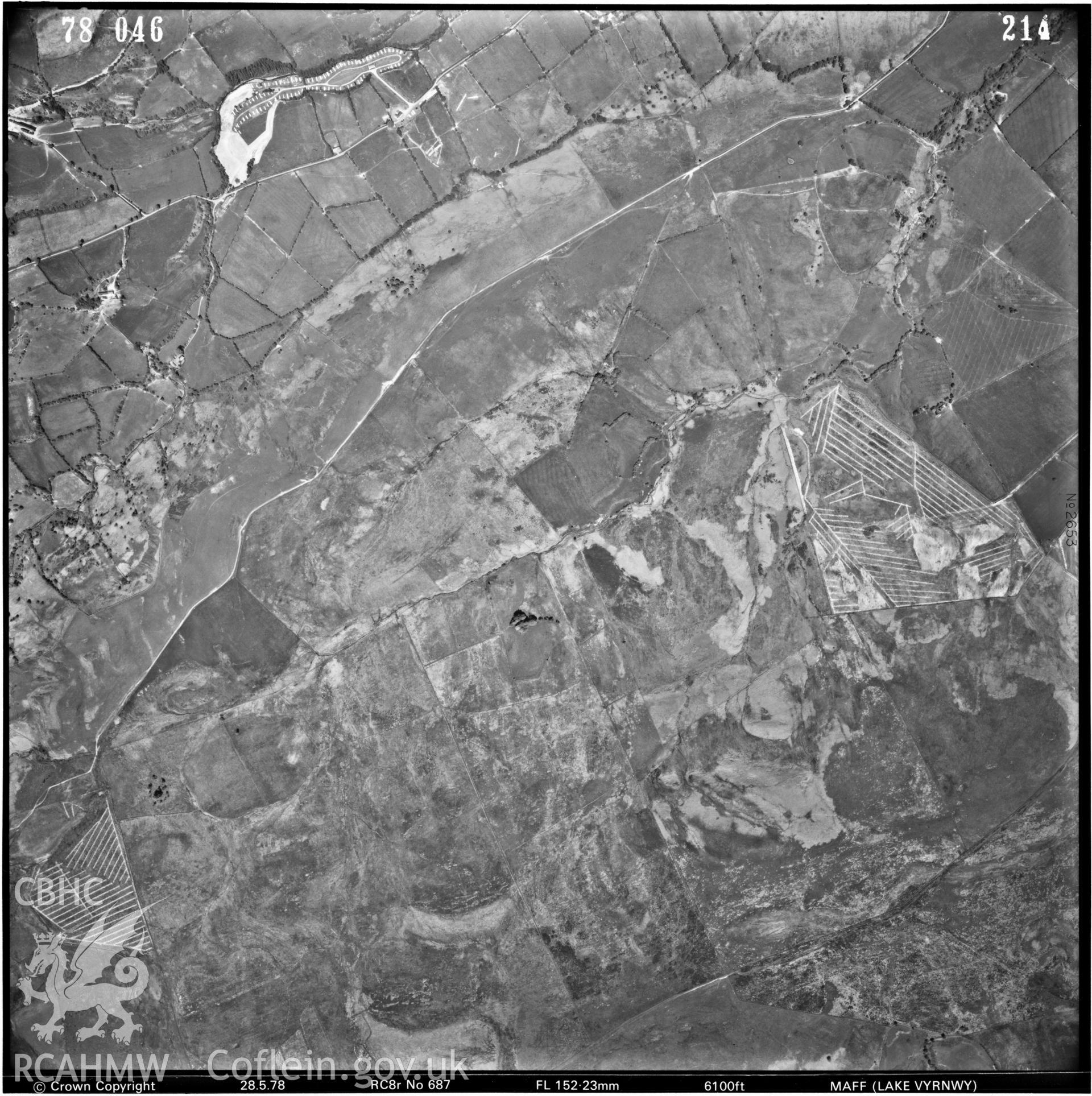 Digitized copy of an aerial photograph showing Mynydd Clogau area, taken by Ordnance Survey, 1978.