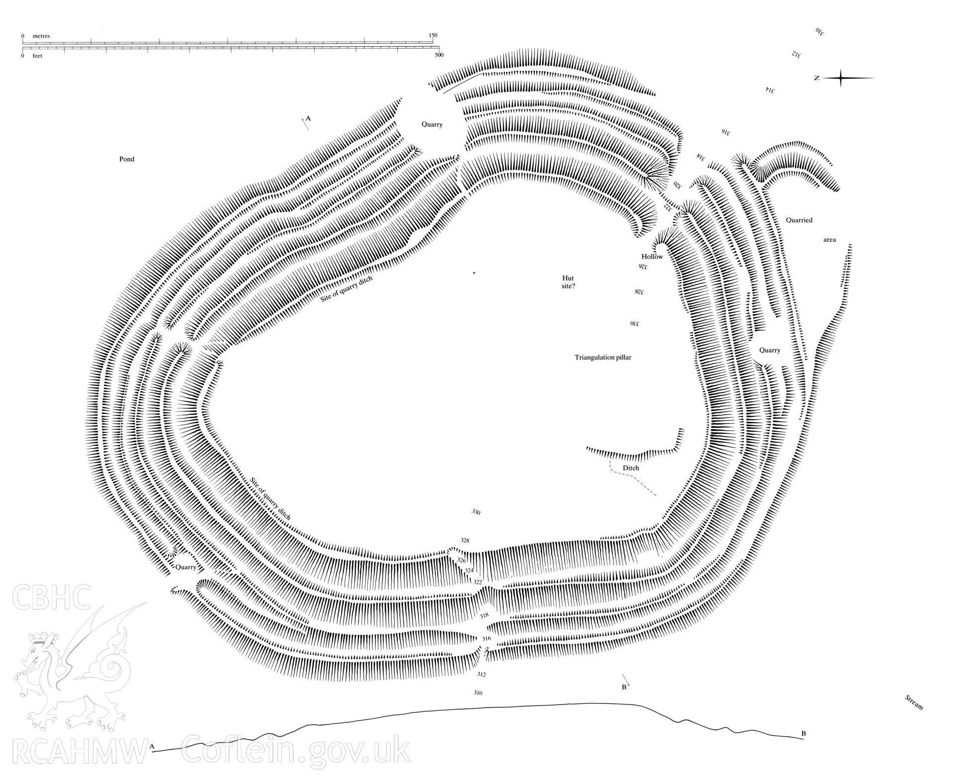 Measured plan relating to Figure 78:  Pen y Crug Hillfort (HF33), plan.