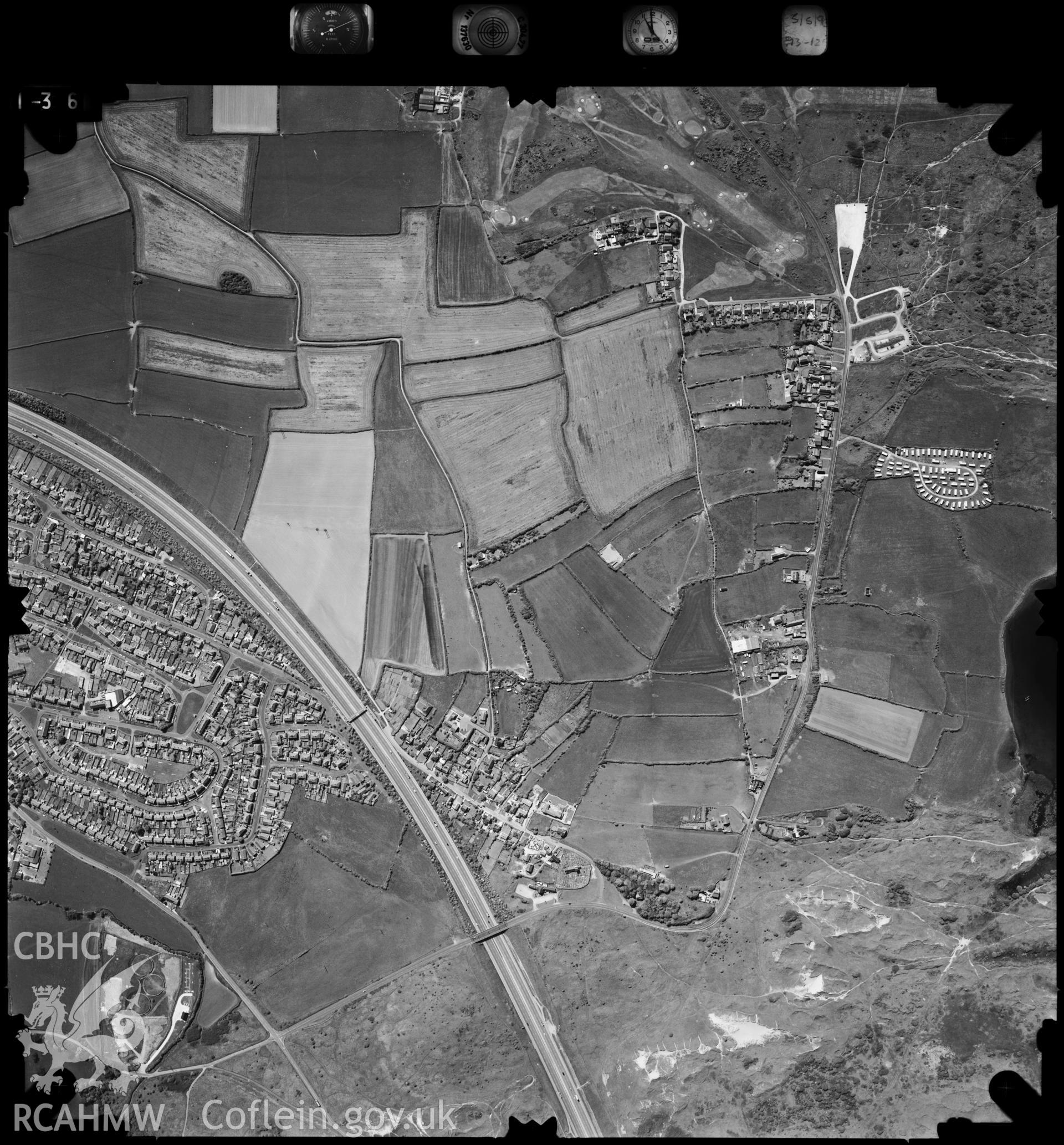 Digitized copy of an aerial photograph showing Kenfig Hill area, taken by Ordnance Survey, 1993.