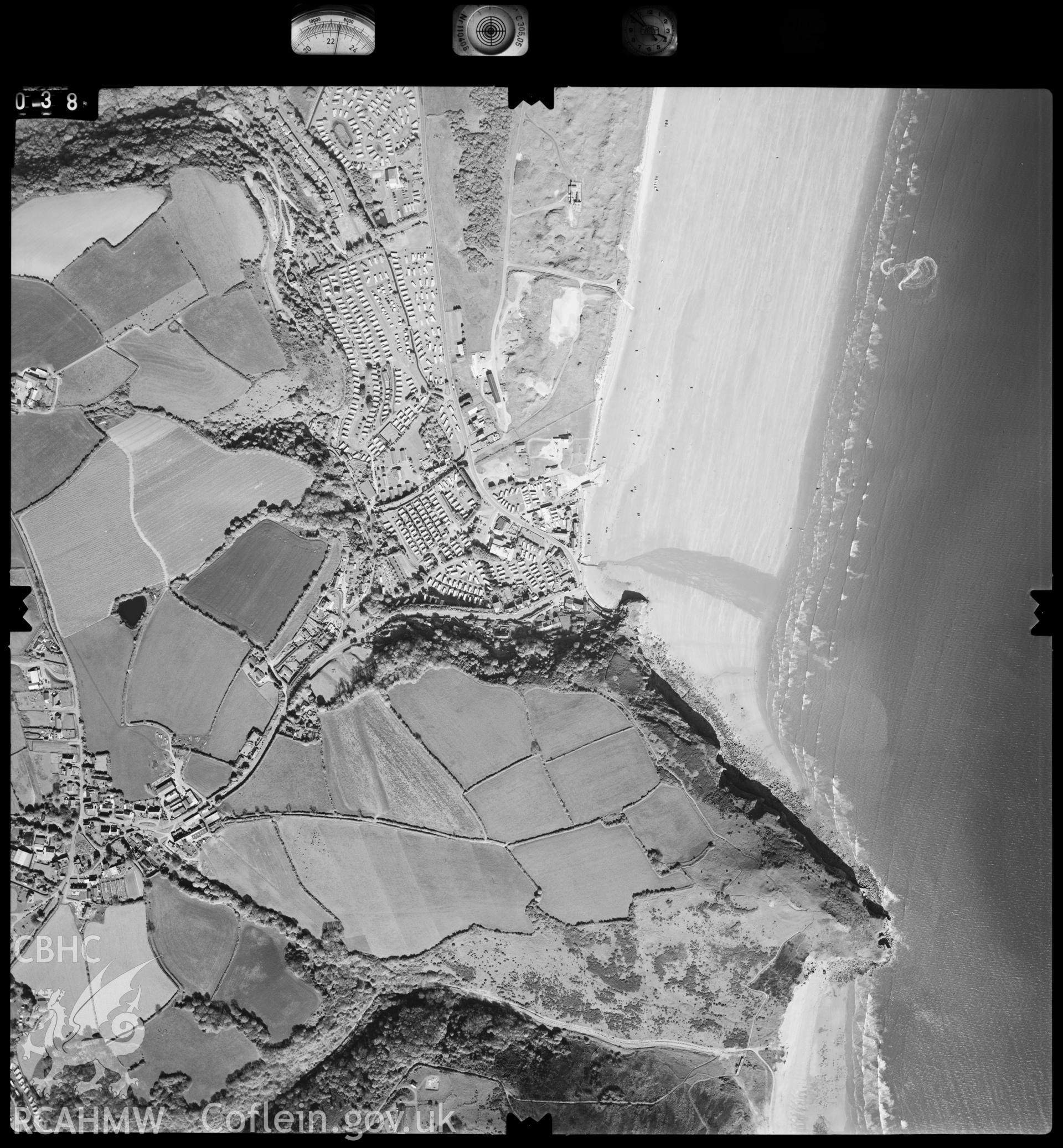 Digitized copy of an aerial photograph showing the Pendine area, taken by Ordnance Survey, 1997.