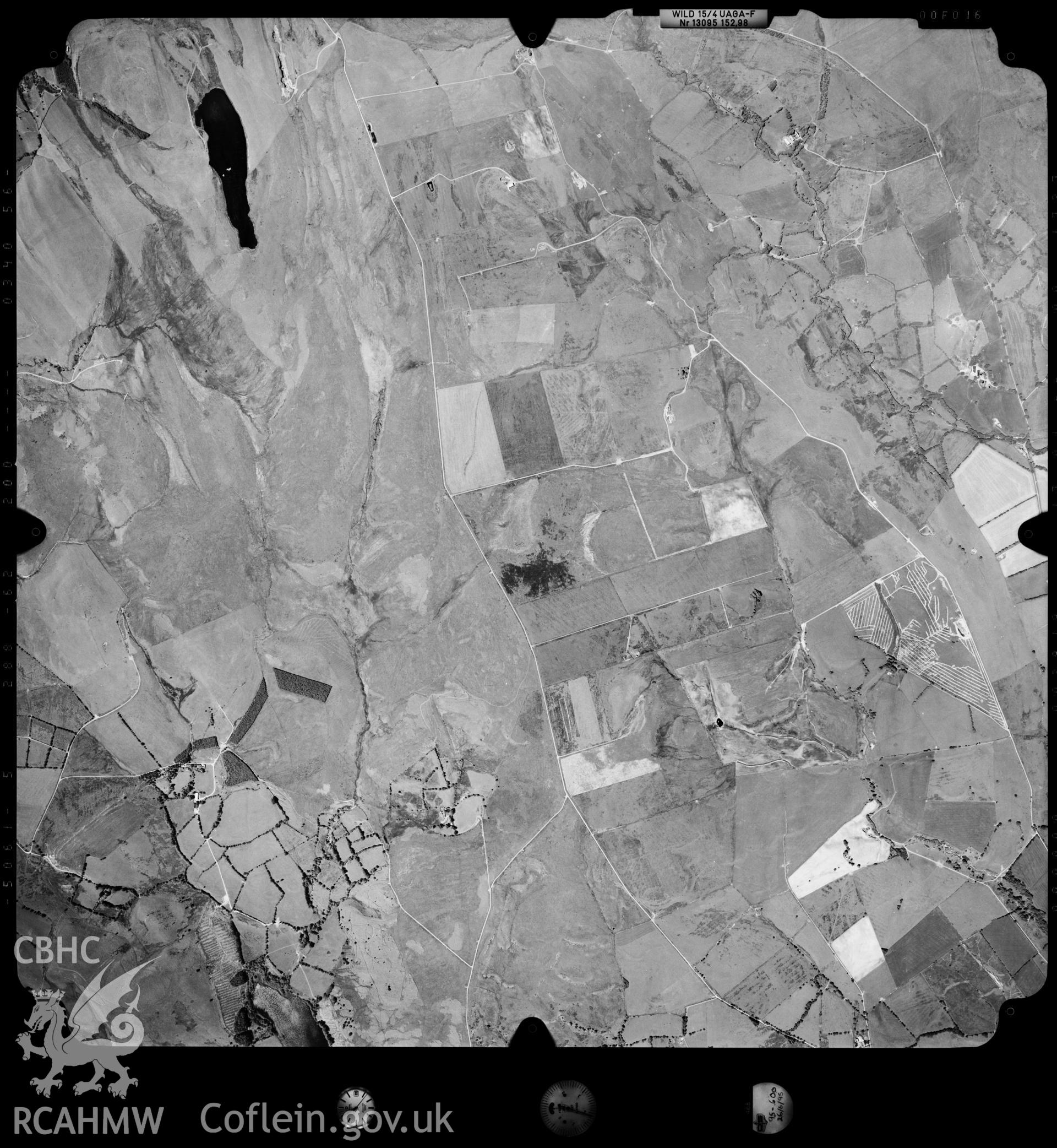Digitized copy of an aerial photograph showing Mynydd Clogau area taken by Ordnance Survey, 1995.